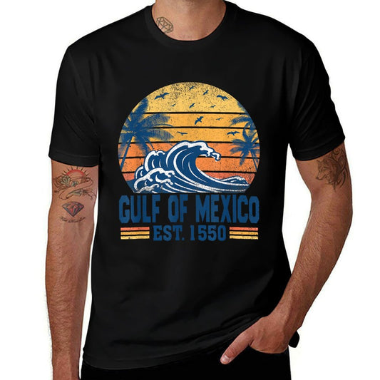 Gulf of Mexico Estd 1550 Retro Vintage Historical  Rolled Sleeves T-Shirt