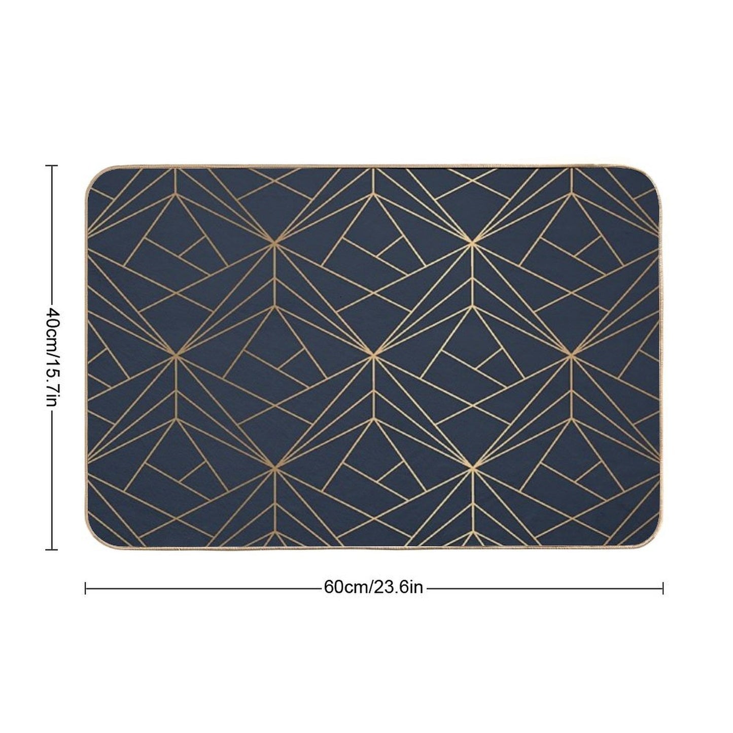 Elegant Geometric Copper Navy Blue Absorbent Bath Mat