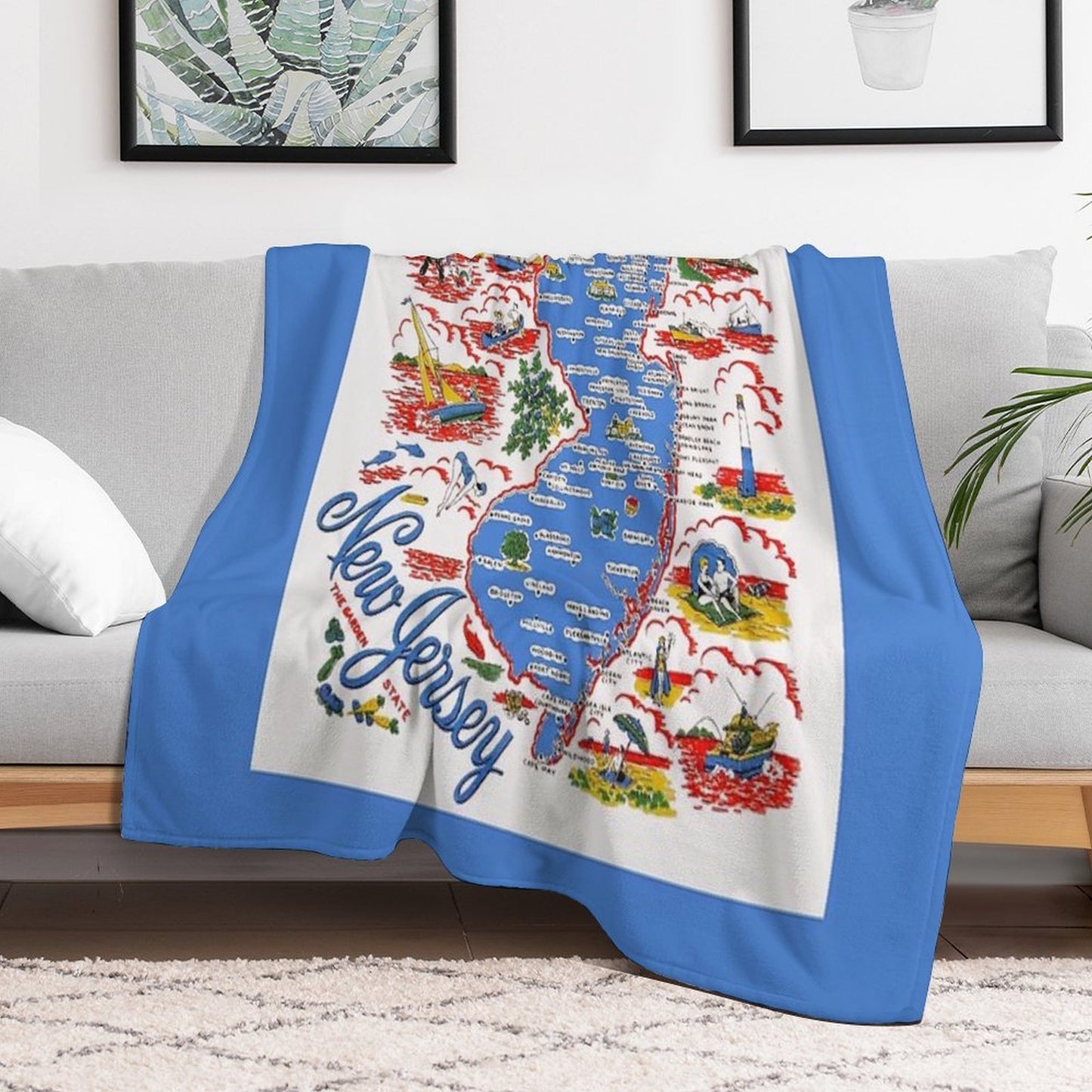Vintage New Jersey Map Quick-dry Throw Blanket