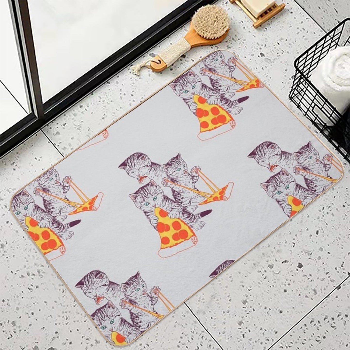 Pizza Kittens Easy To Clean Bath Mat