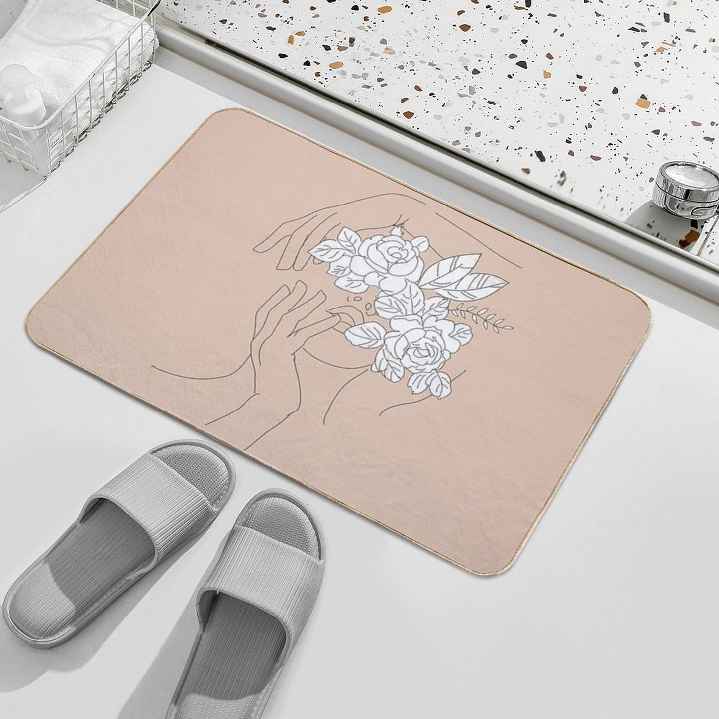 Abstract Woman Portrait Non-Slip Bath Mat