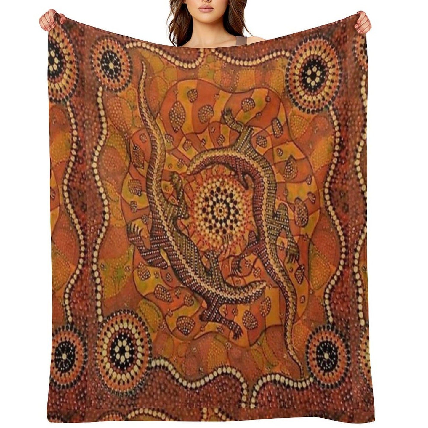Goanna Dreaming Plush Throw Blanket