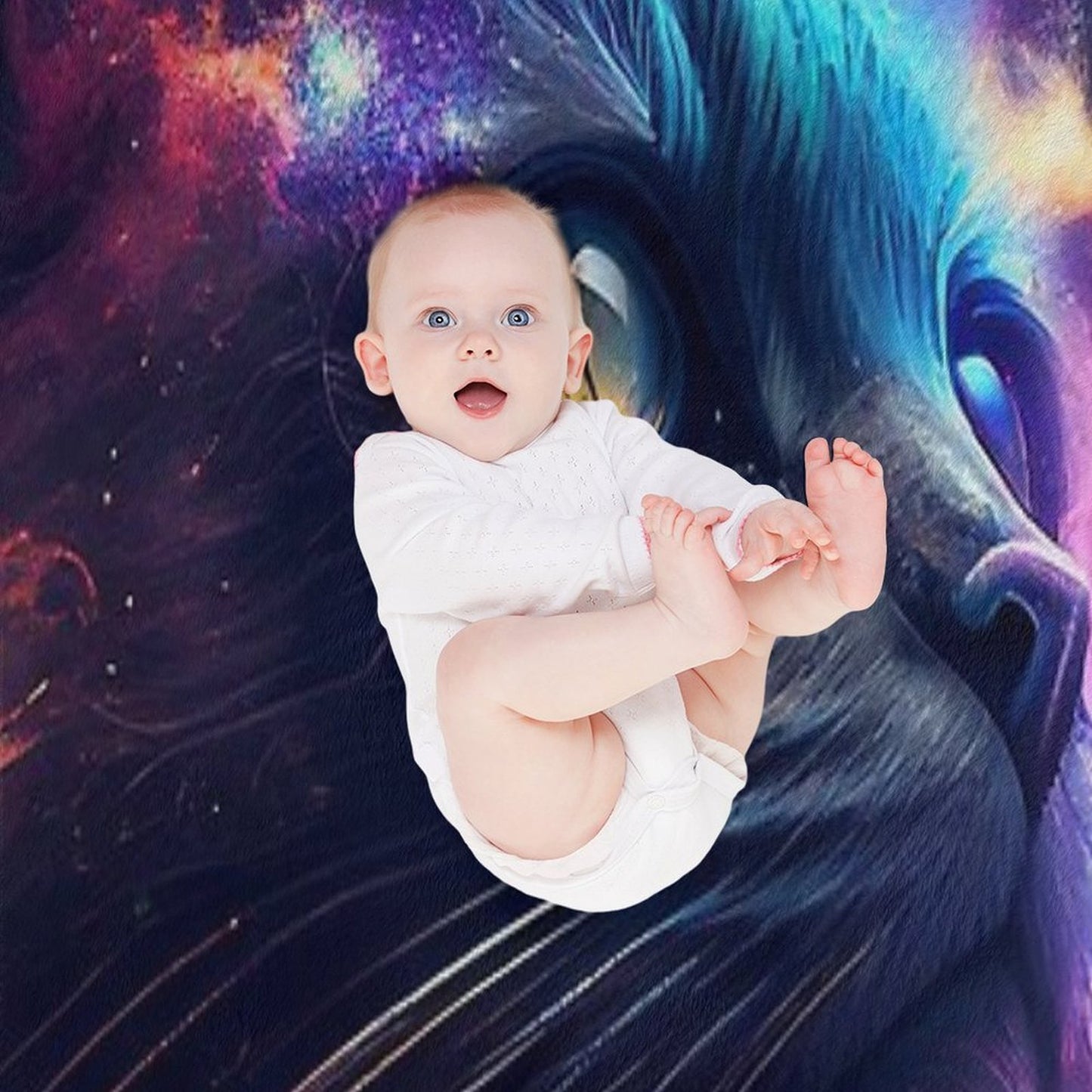 Colorful Galaxy Cat Easy Care Throw Blanket