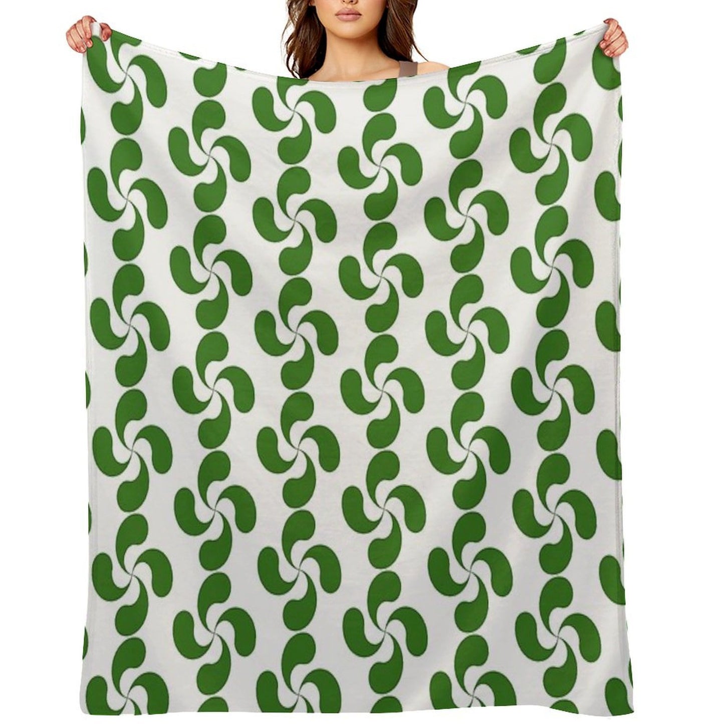 Green Basque Cross Lauburu Euskadi Plush Throw Blanket