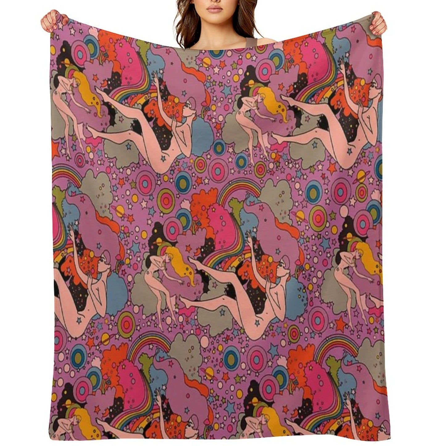 PINK SPACE VIOLET GIRLS All-season Throw Blanket