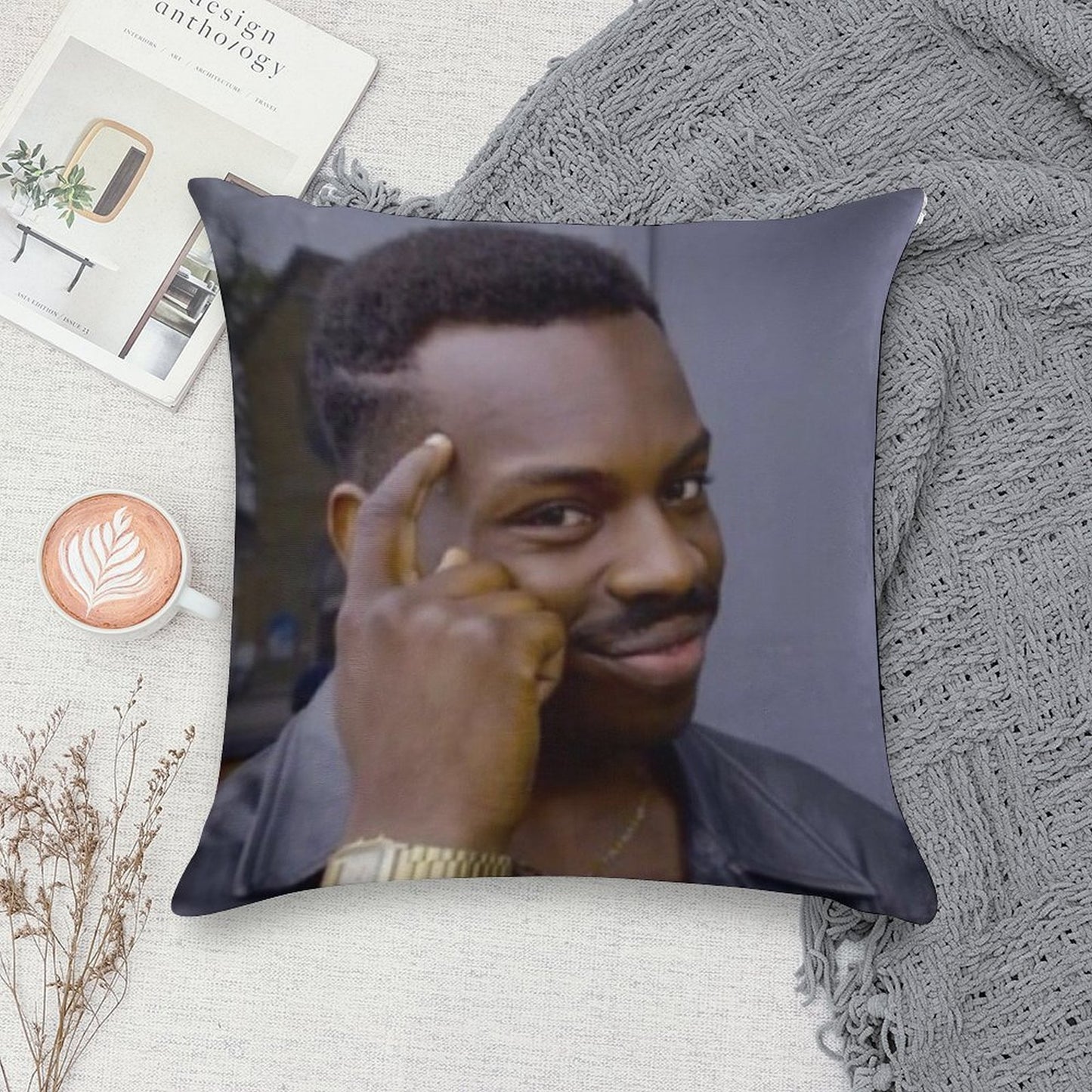 Roll Safe Thinking Meme Soft Luxury Feel Throw Pillow