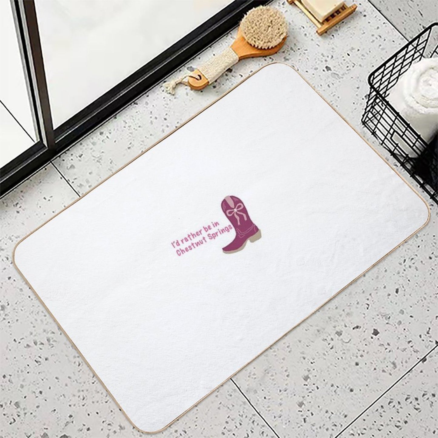 Id Rather Be in Chestnut Springs Cowboy Boot Toxin-Free Bath Mat