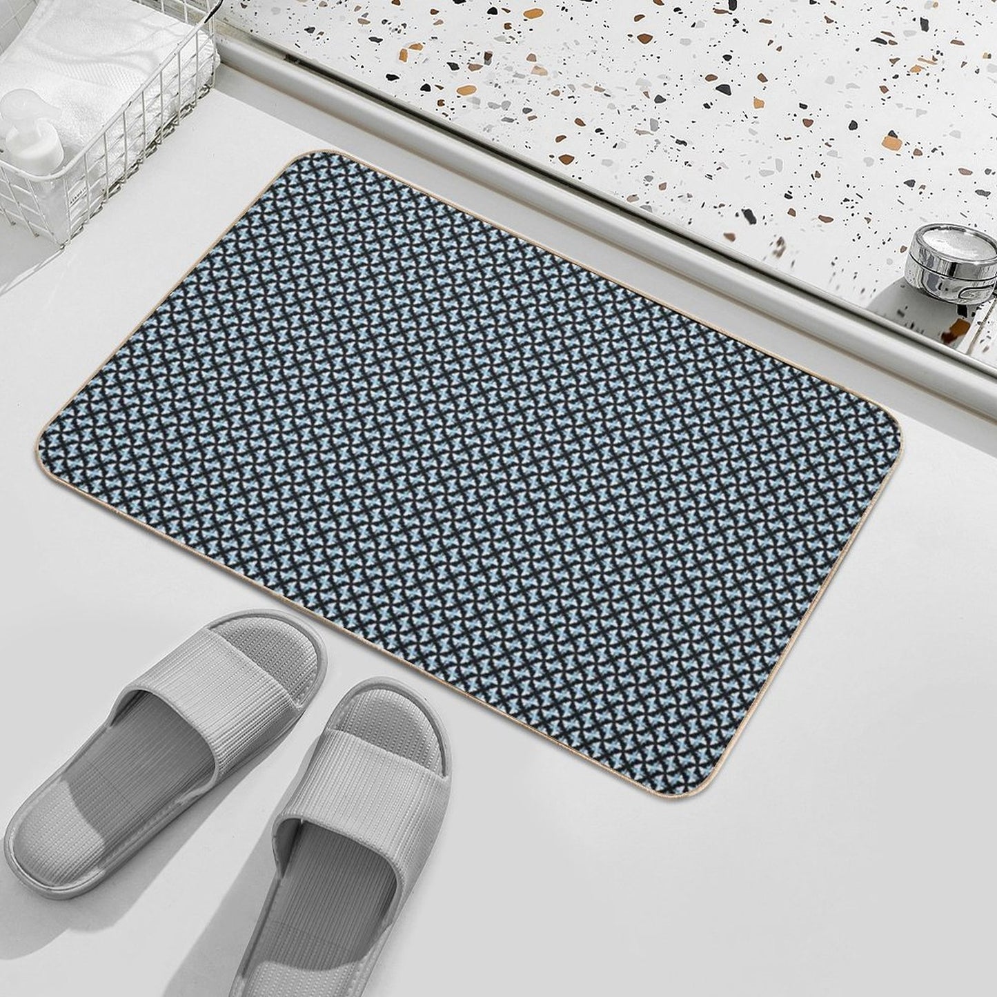 Big City Mixed Blue Signal Fade-Resistant Bath Mat