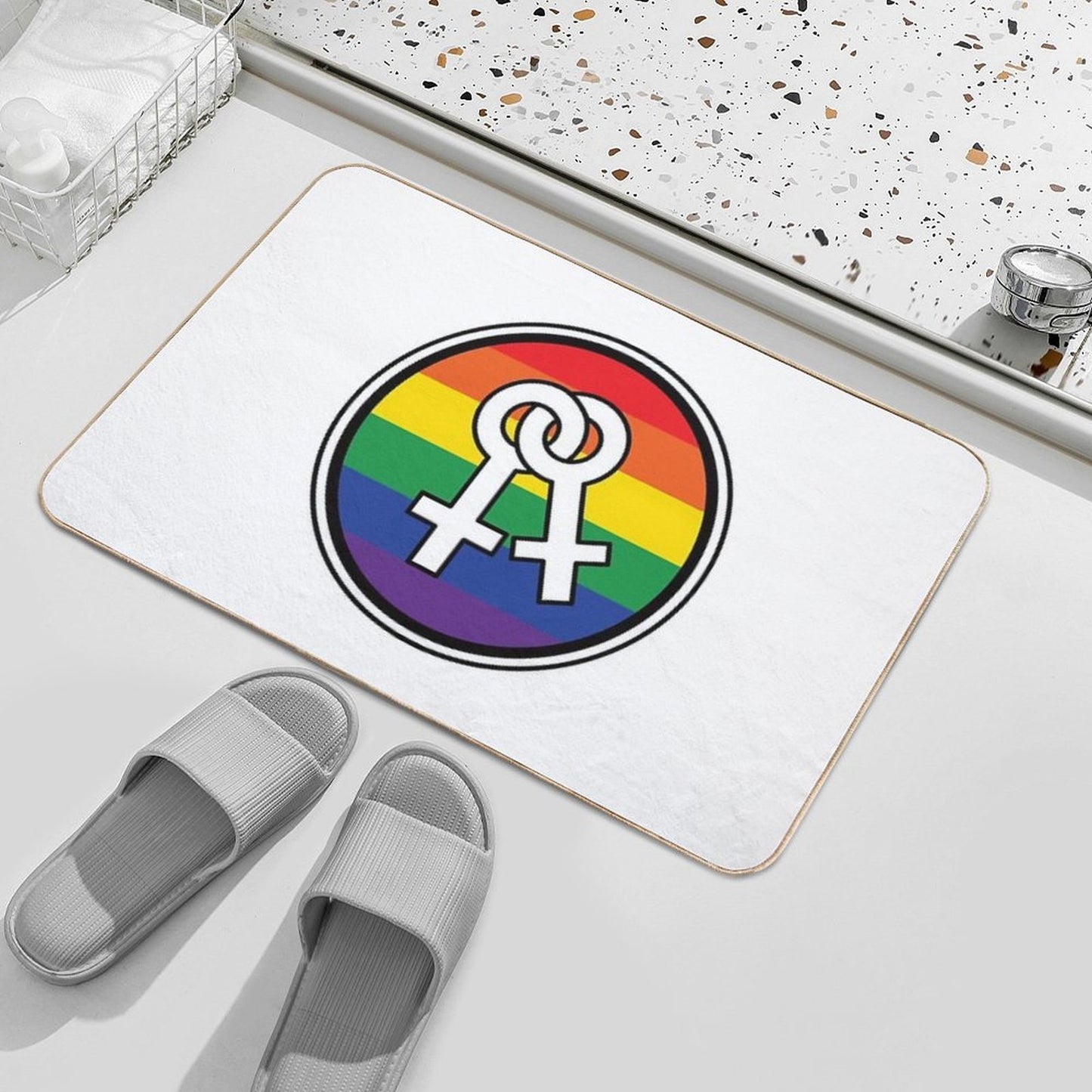Female Symbols Rainbow Pet-Safe Bath Mat