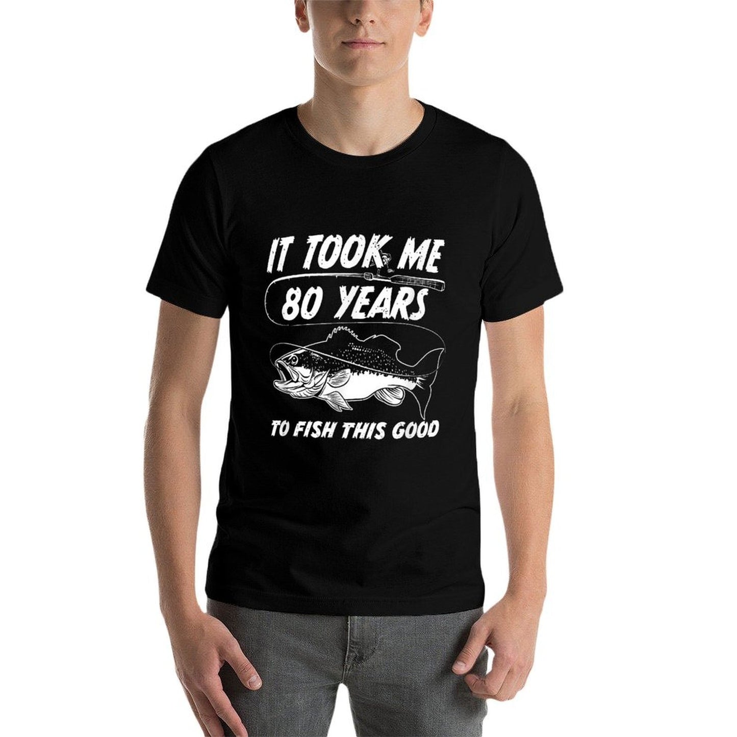 80 Year Old Birthday Fisherman Gifts 80th Bday Fishing Men Lightweight T-Shirt