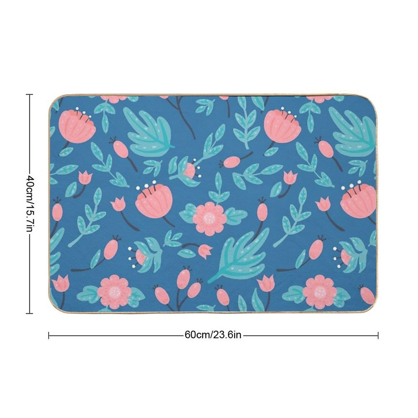Blue Florals Odorless Bath Mat