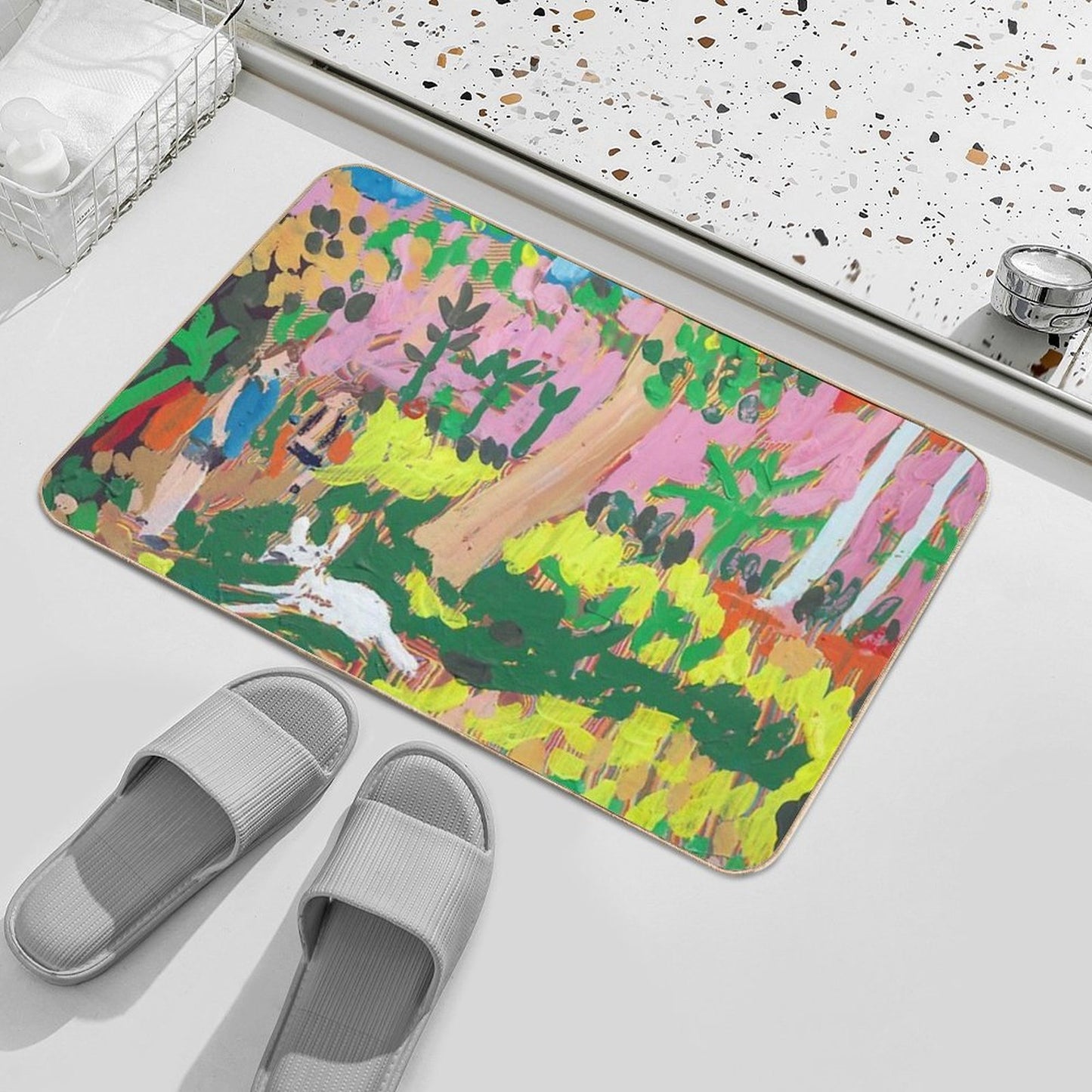 Dog Day in The Park Easy To Clean Bath Mat