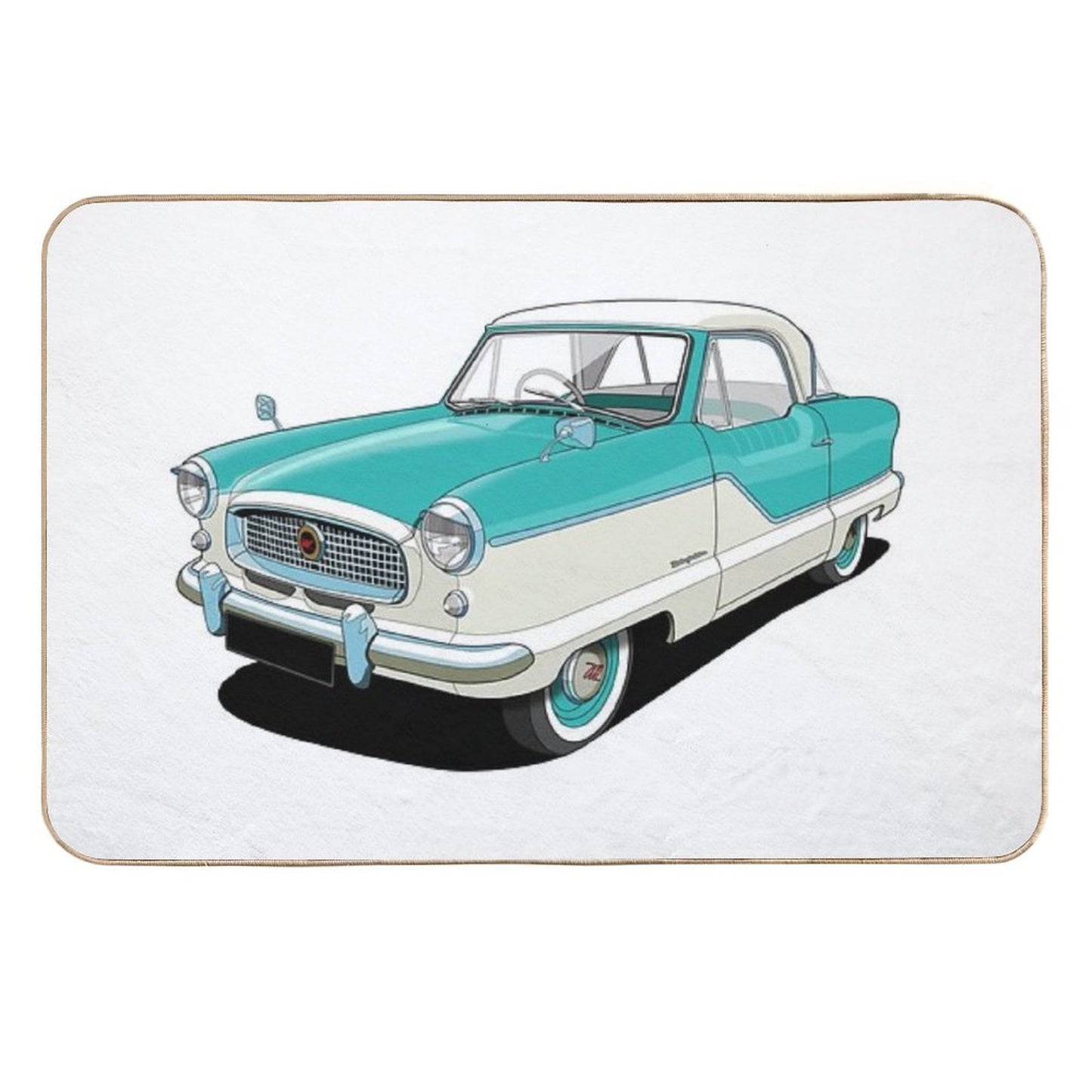Austin Metropolitan in Two Tone Turquoise And White Toxin-Free Bath Mat