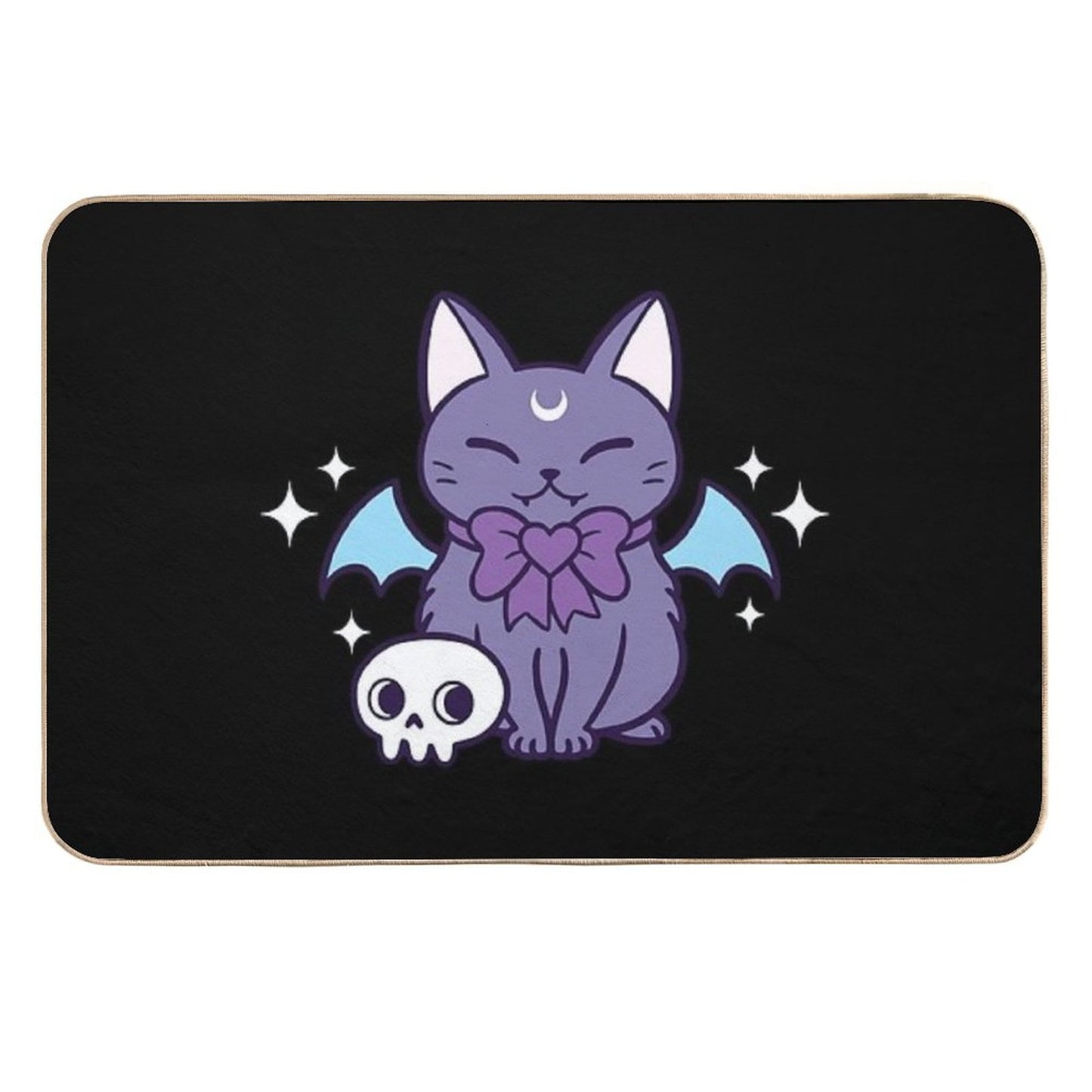 Bat Kitten Black Nikury Durable Bath Mat
