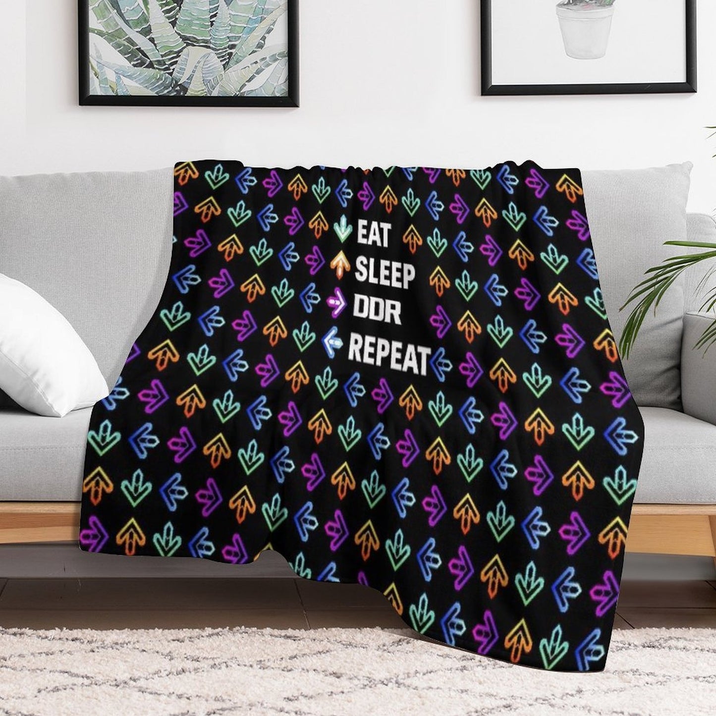 Eat. Sleep. DDR. Repeat. - White Machine-washable Throw Blanket