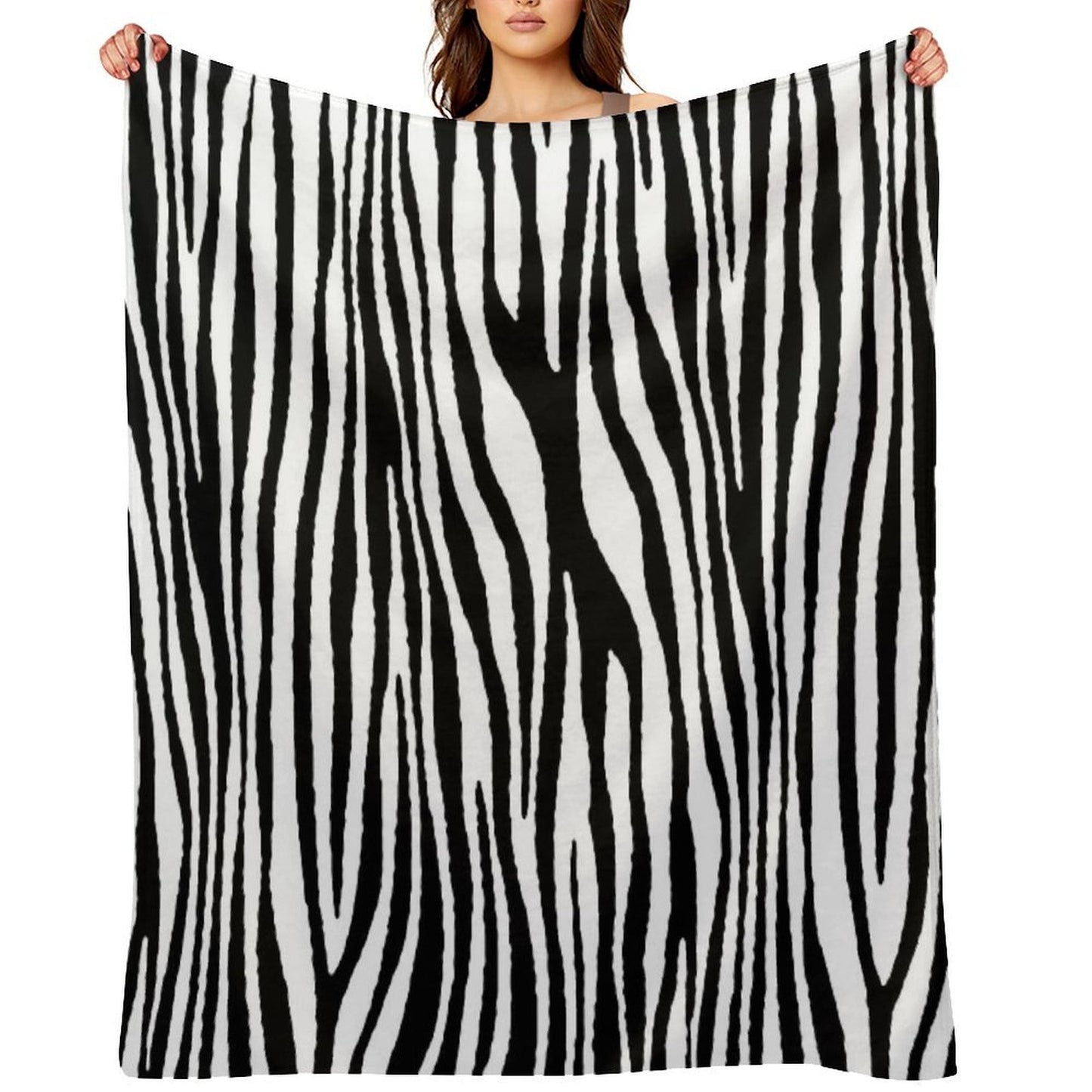Zebra Pattern Camouflage Black And White V2 Lightweight Throw Blanket