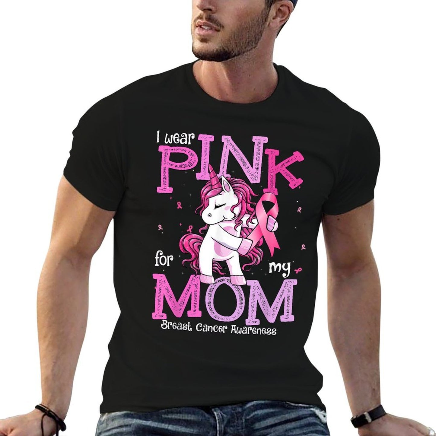I Wear Pink For My Mom Breast Cancer Awareness Mom Summer-ready Fabric T-Shirt