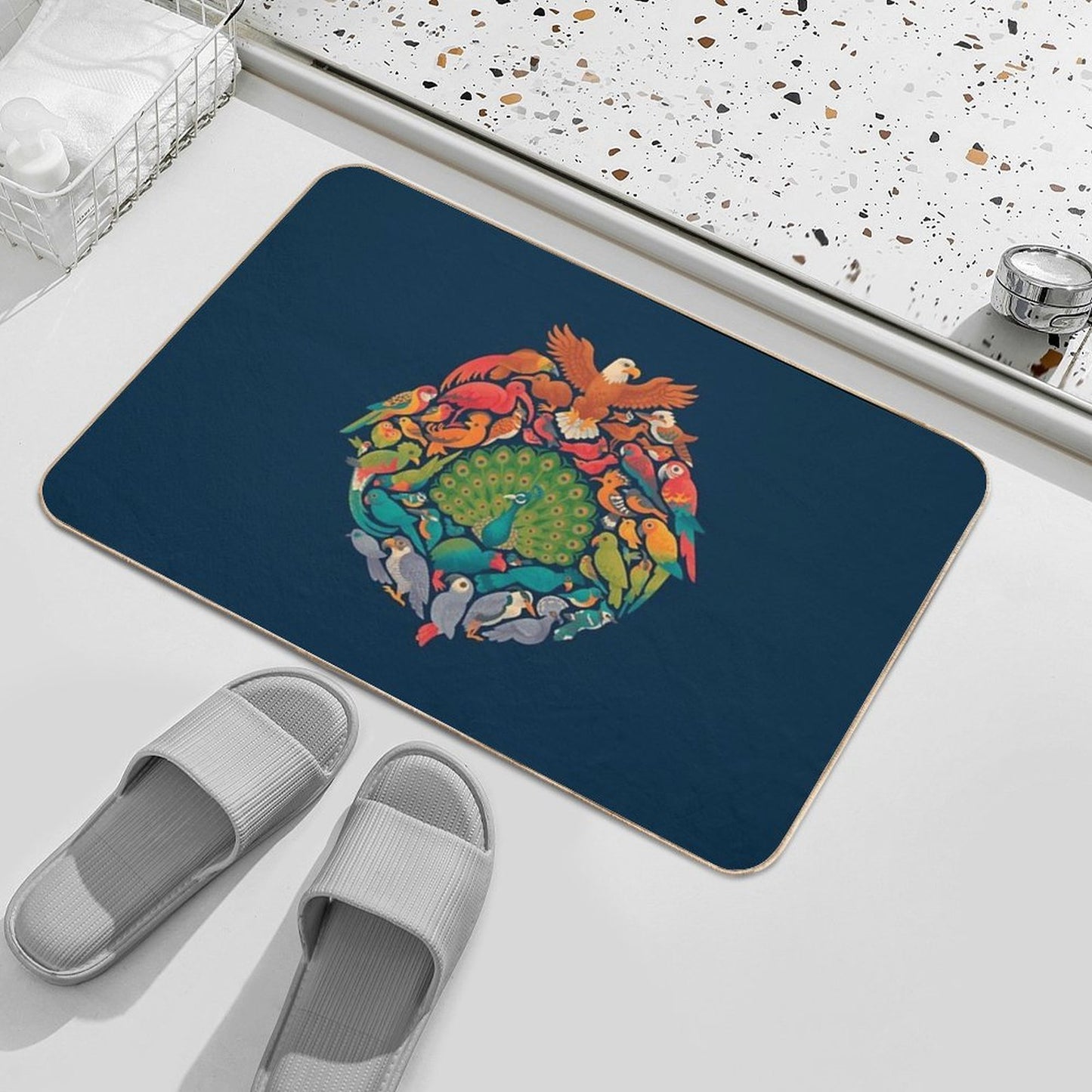 Aerial Rainbow Blue Toxin-Free Bath Mat