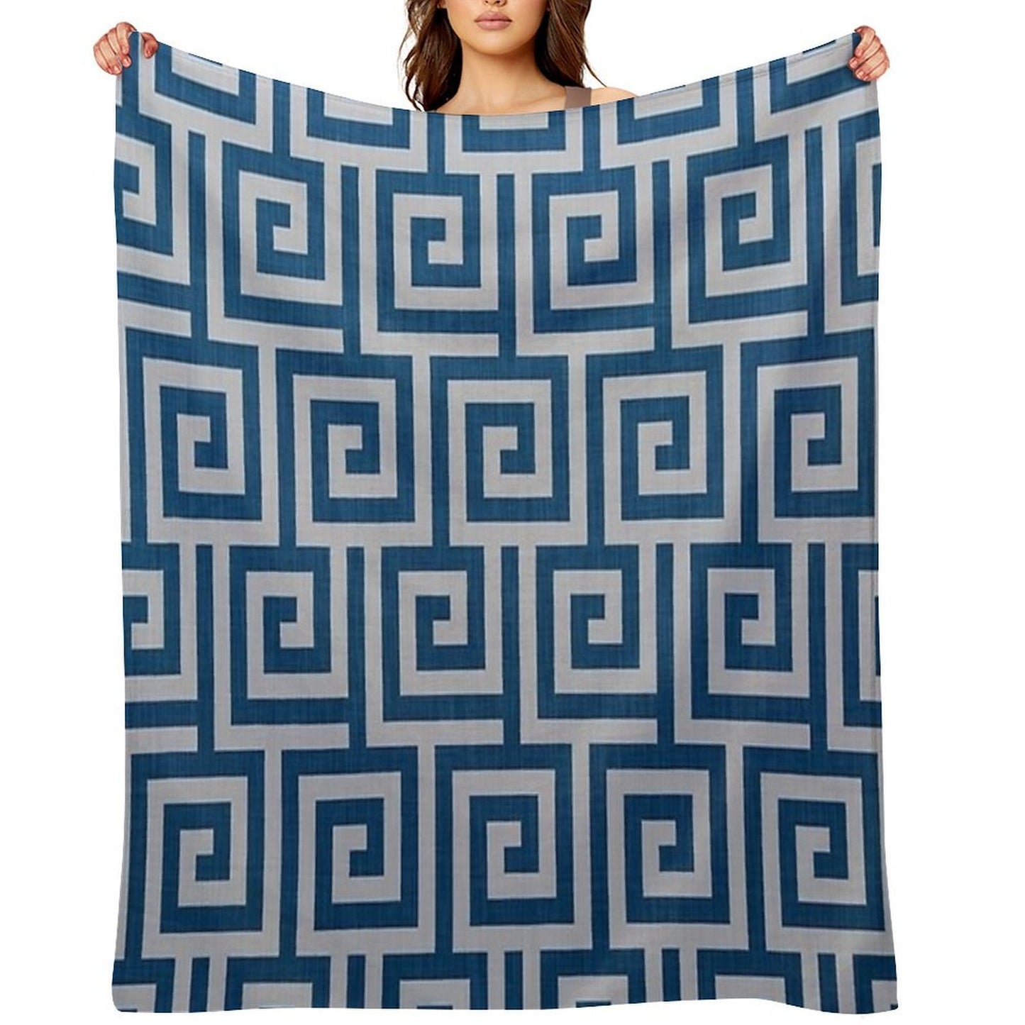 Blue Geometric Maze Pattern Versatility Throw Blanket