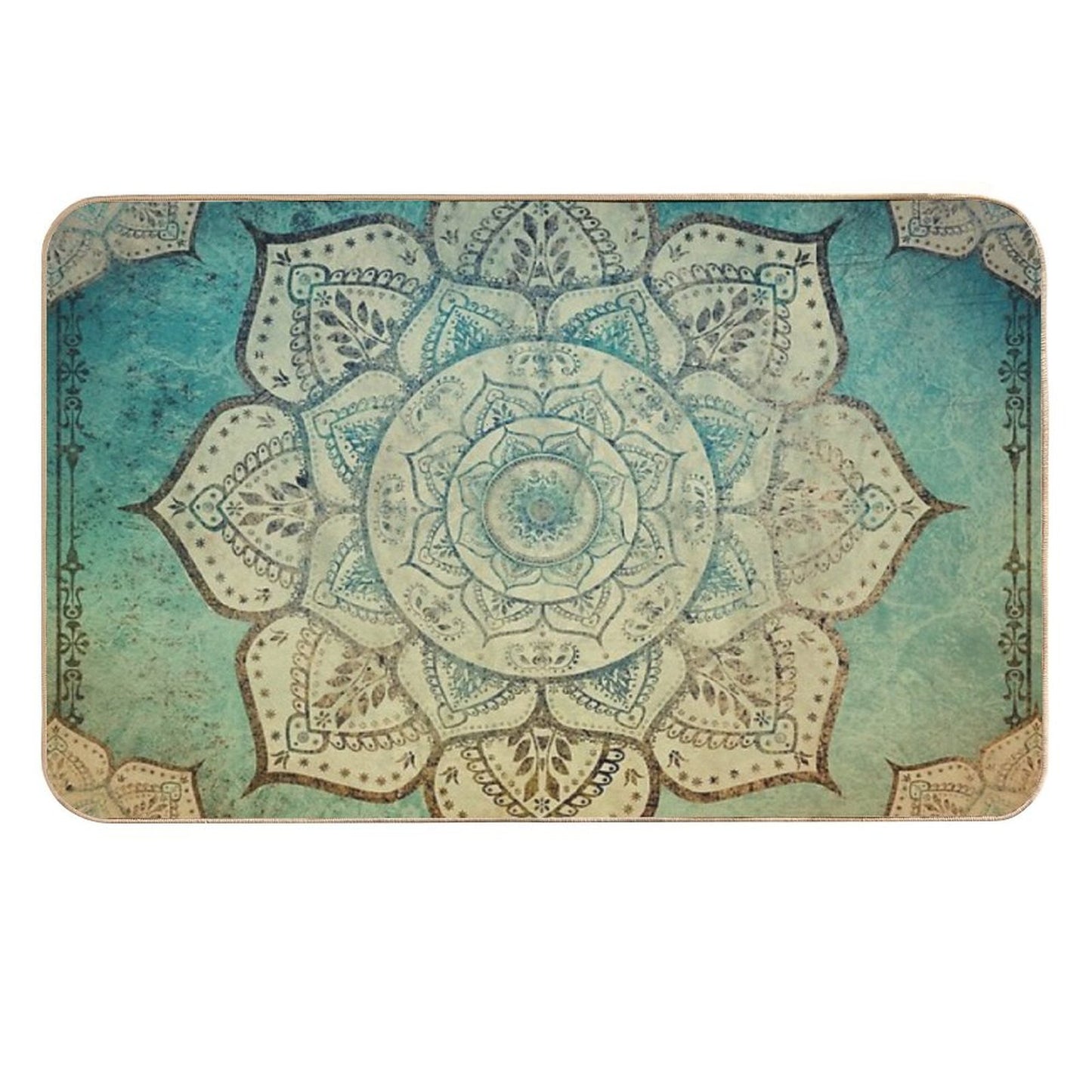 Faded Indian Mandala Vintage Meditation Mandala Odorless Bath Mat