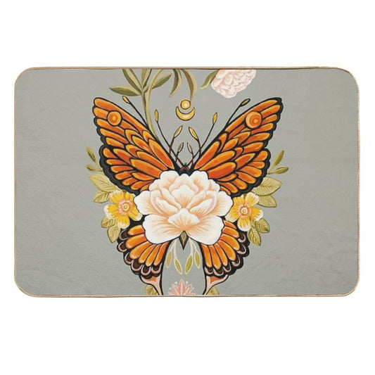 Tattoo Butterfly Peonies  Toxin-Free Bath Mat
