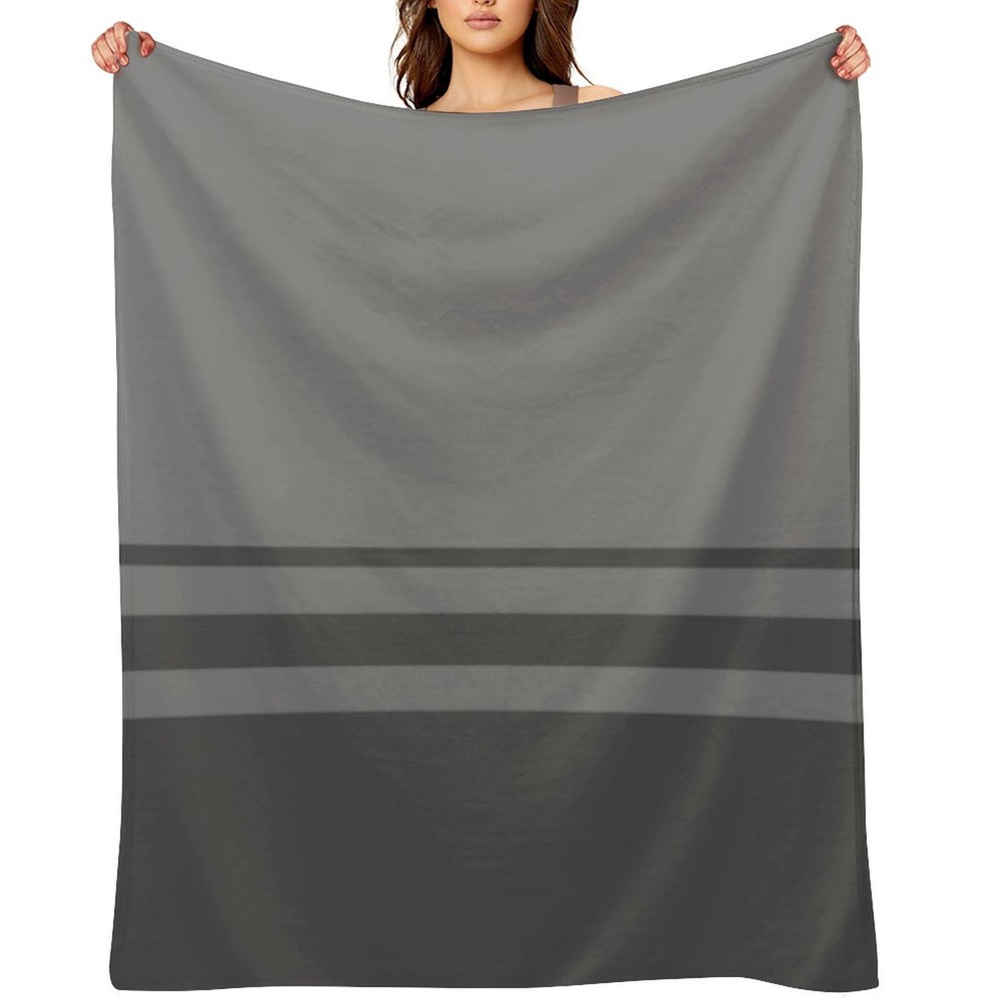 Slate Gray Stripes on Gray Background Machine-washable Throw Blanket