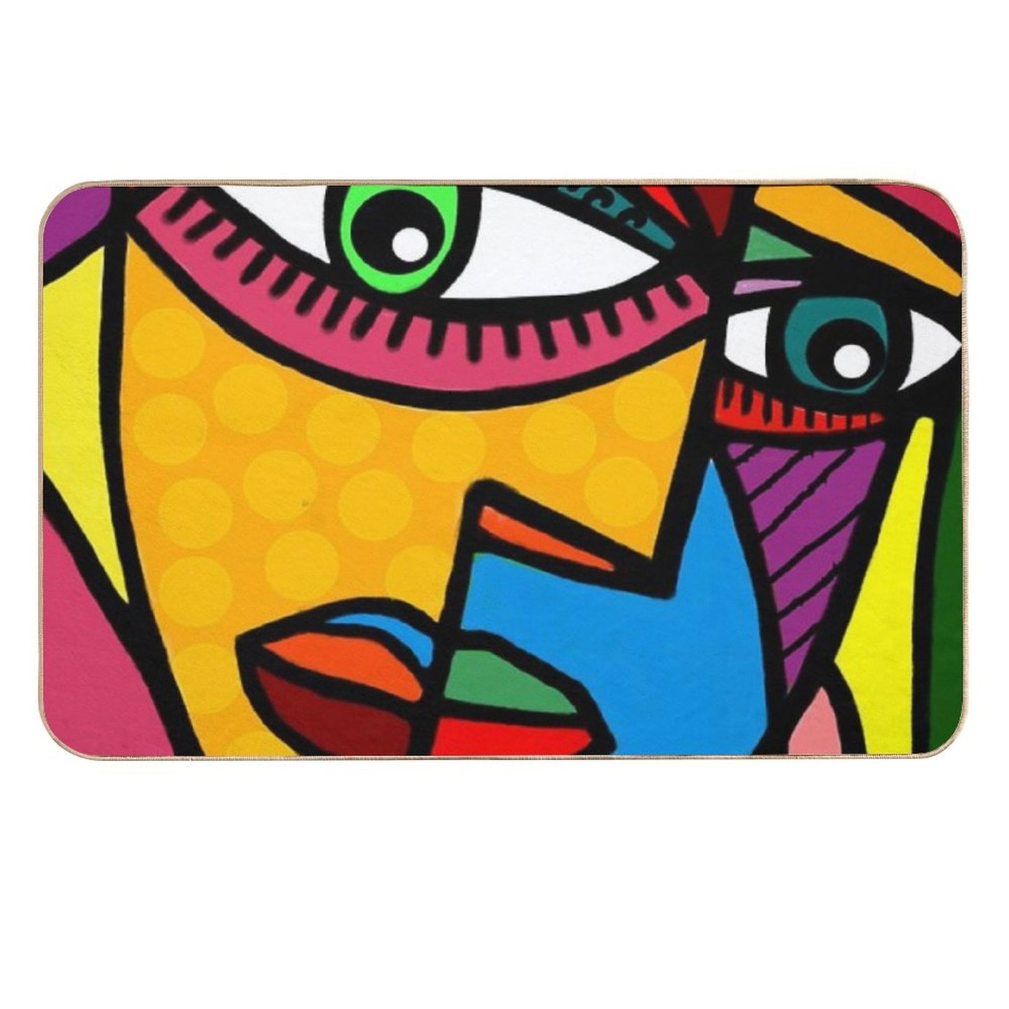 Funky Abstract Face Dirt-Trapping Bath Mat