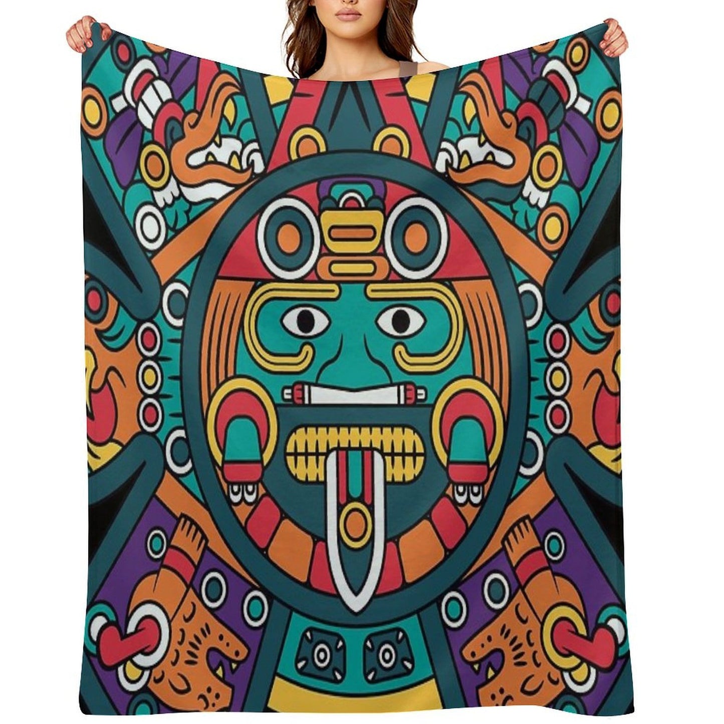 Mayan Aztec Calendar Art Comfort Throw Blanket