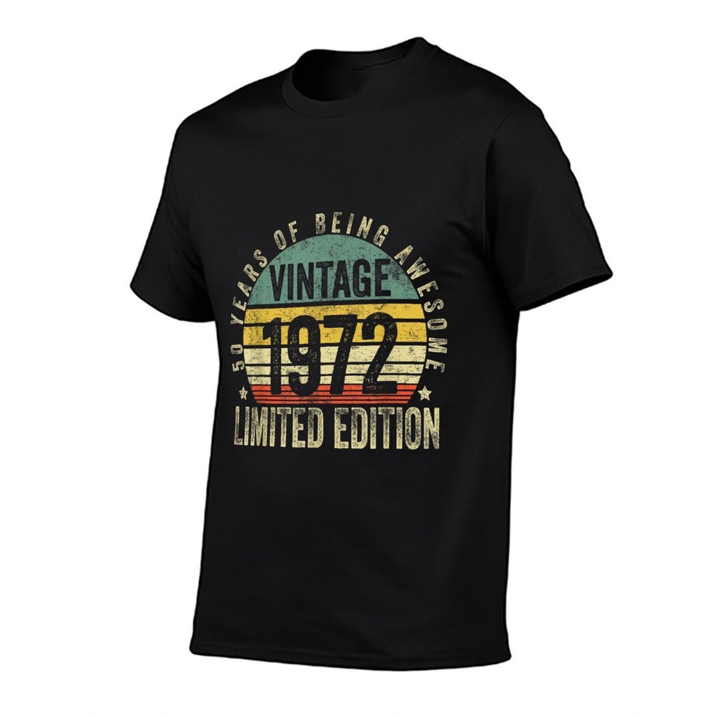 50 Year Old Gifts Vintage 1972 Limited Edition 50th Birthday Ribbed Collar T-Shirt