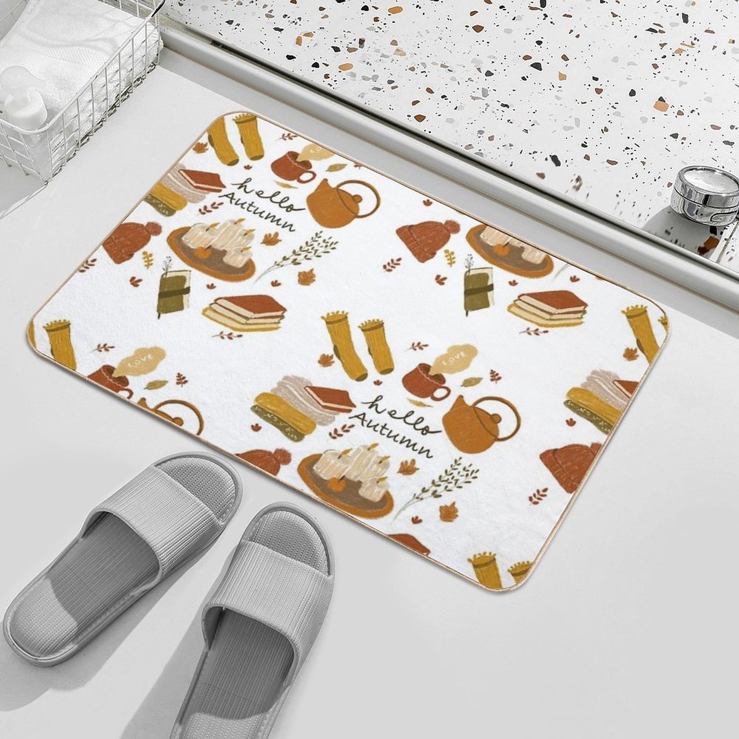 Autumn Cozy Vibes Stain-Proof Bath Mat