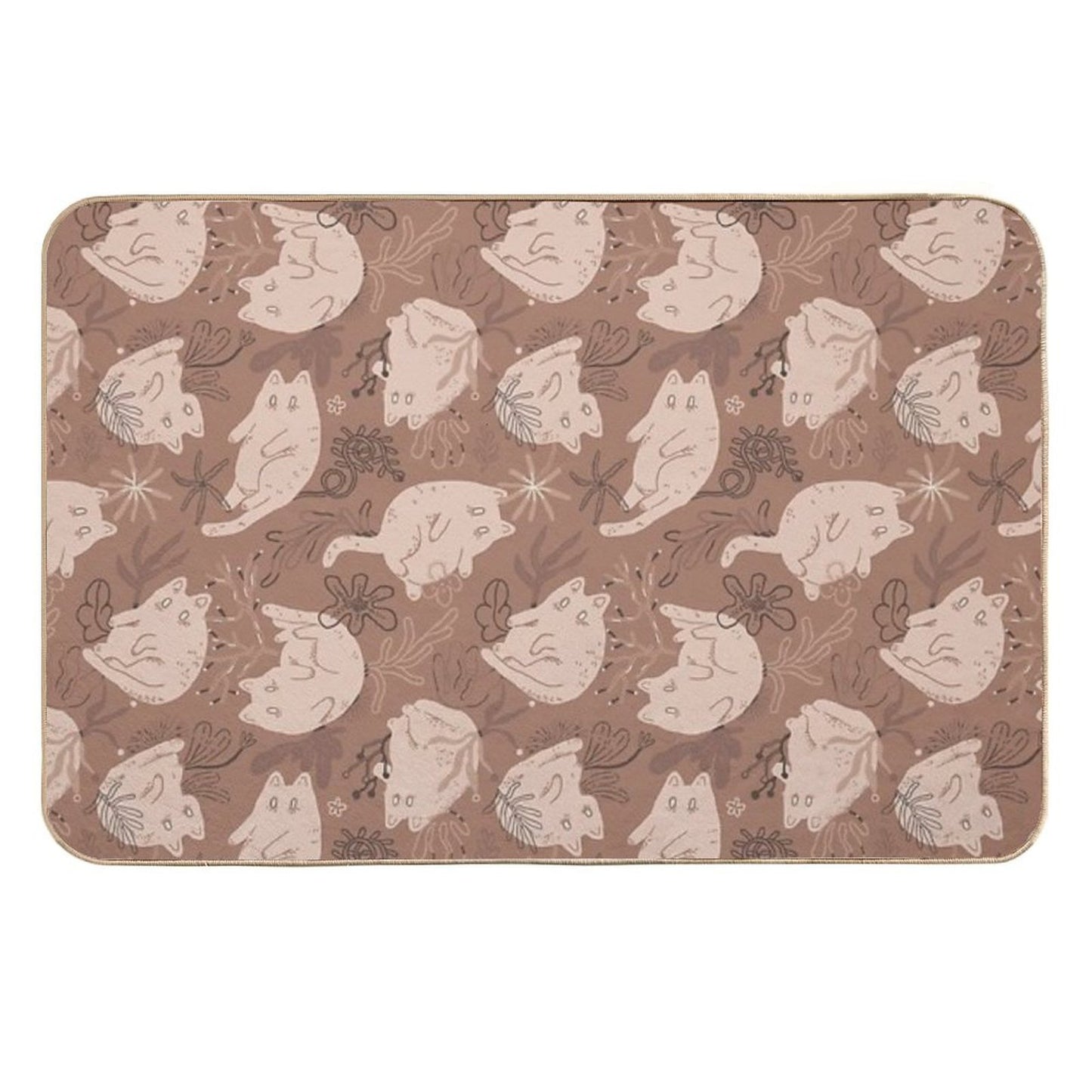 Mocha Mousse 2025 Color of The Year Whiskers Non-Slip Bath Mat