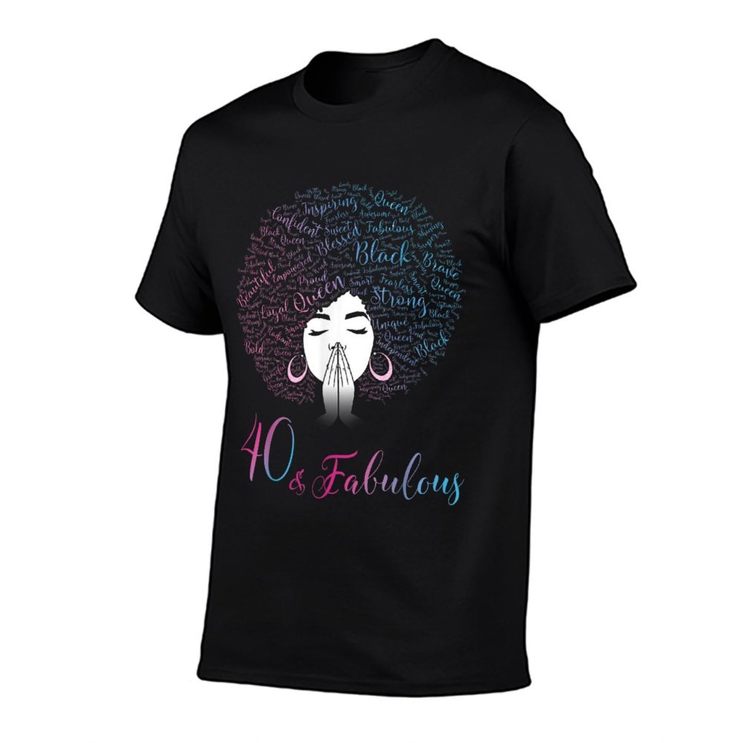 40 & Fabulous Black Queen Afro Hair 40th Birthday Stretchy T-Shirt