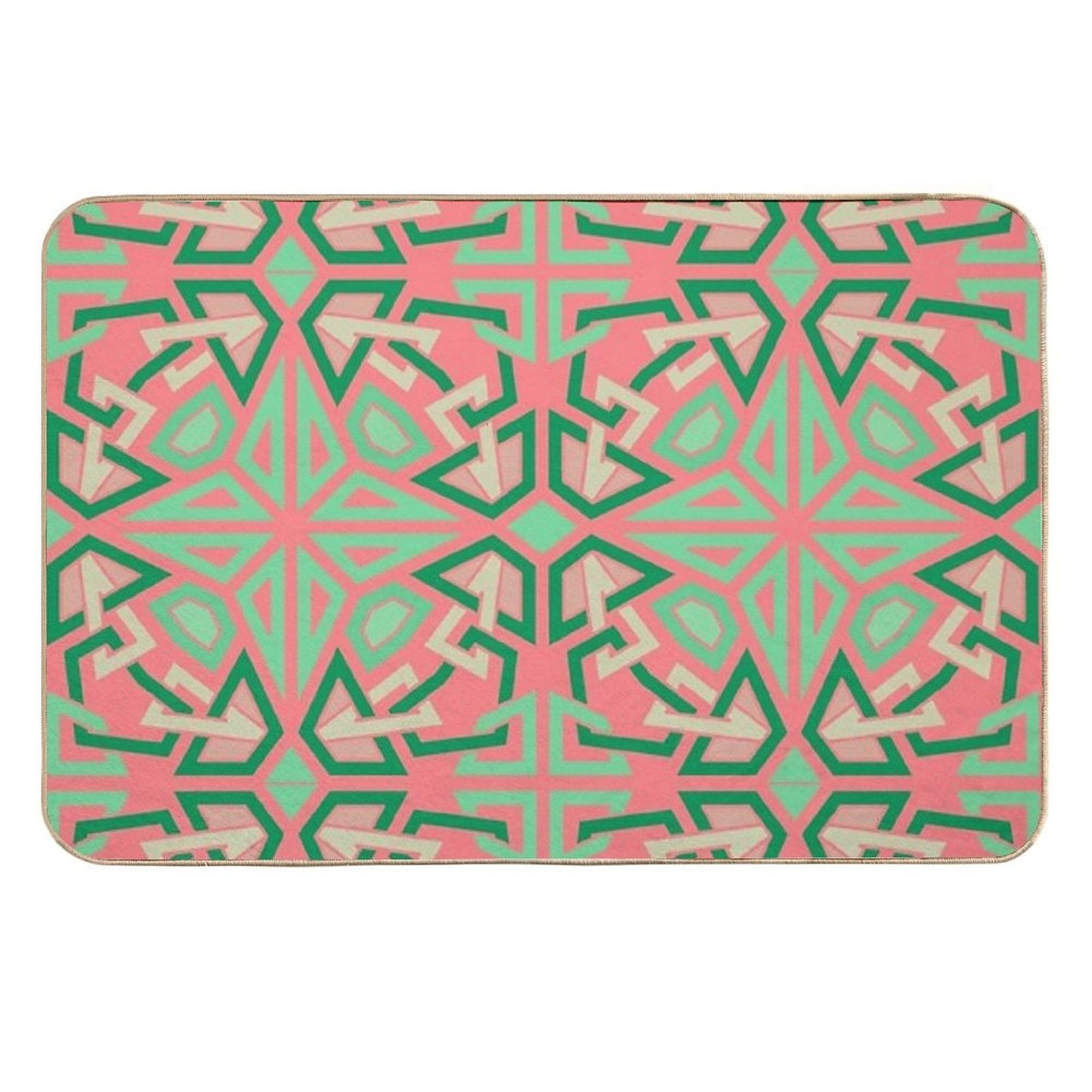 Four-Way Stars & Crossed Lines Ornament Fade-Resistant Bath Mat