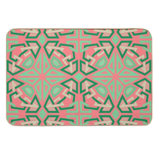 Four-Way Stars & Crossed Lines Ornament  Fade-Resistant Bath Mat