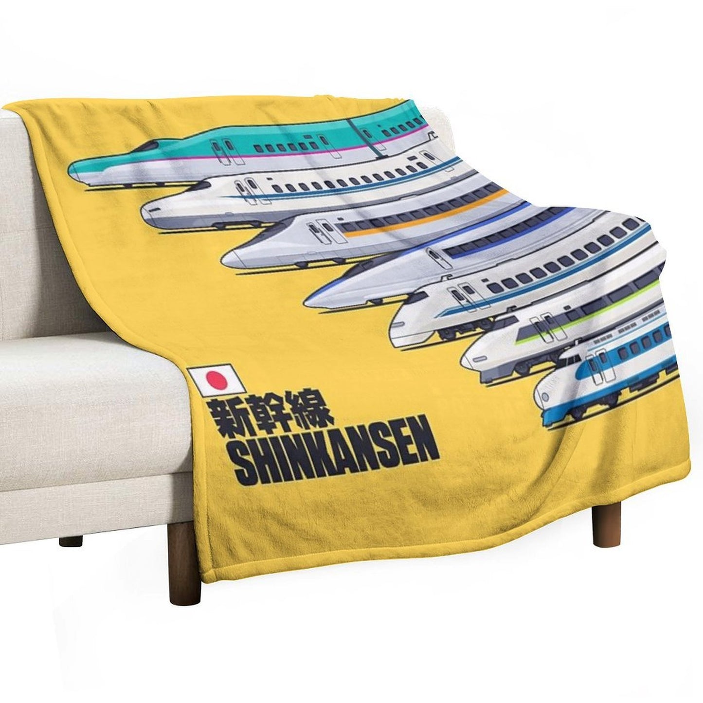 Shinkansen Bullet Train Evolution - Yellow Gift-ready Throw Blanket