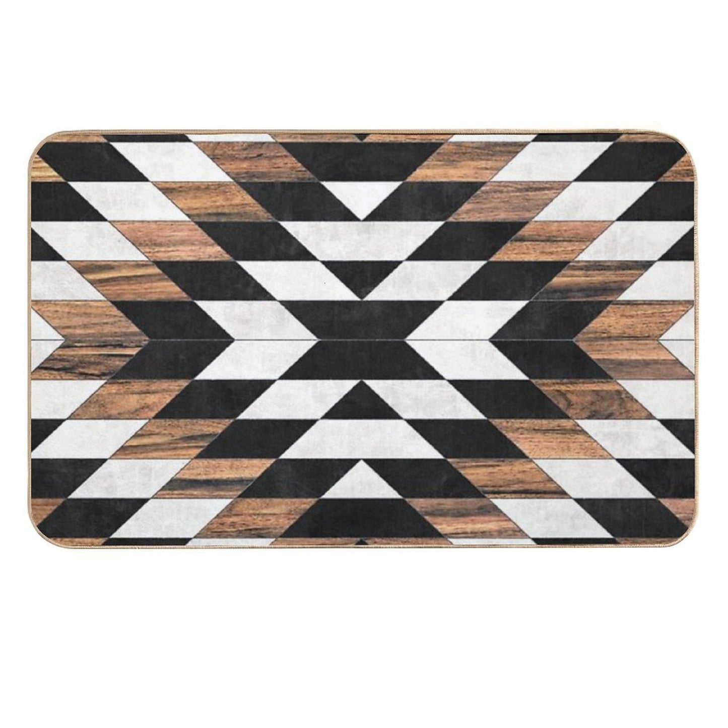 Urban Tribal Pattern No.13 - Aztec - Concrete And Wood Easy To Clean Bath Mat