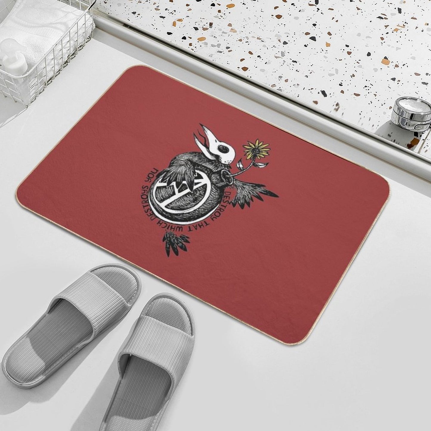 Destroy That Which Destroys You - Anarchist, Radical, Bird Fade-Resistant Bath Mat