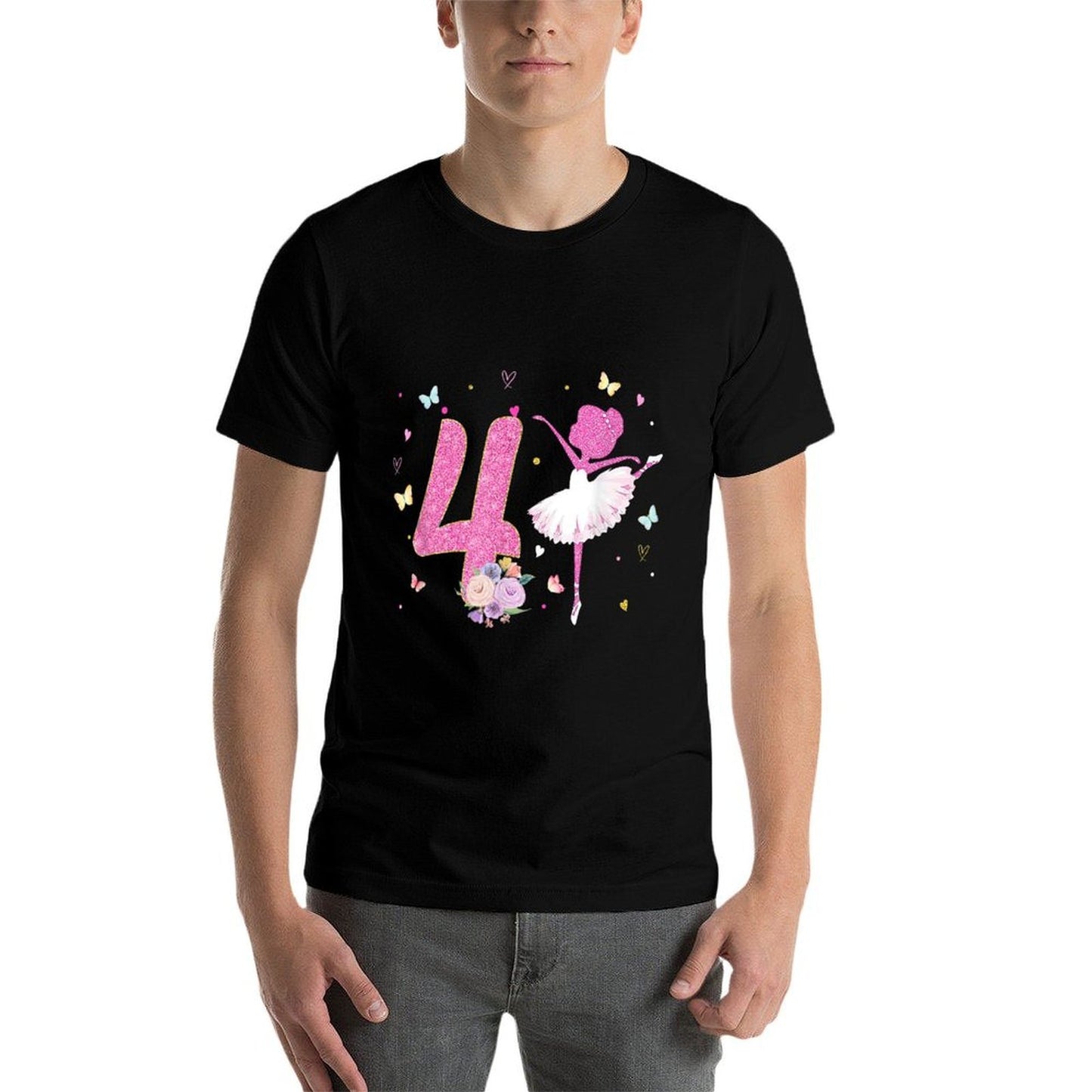 4th Birthday Girl Outfit Ballerina Dancer Ballet Tutu Girls Cotton T-Shirt
