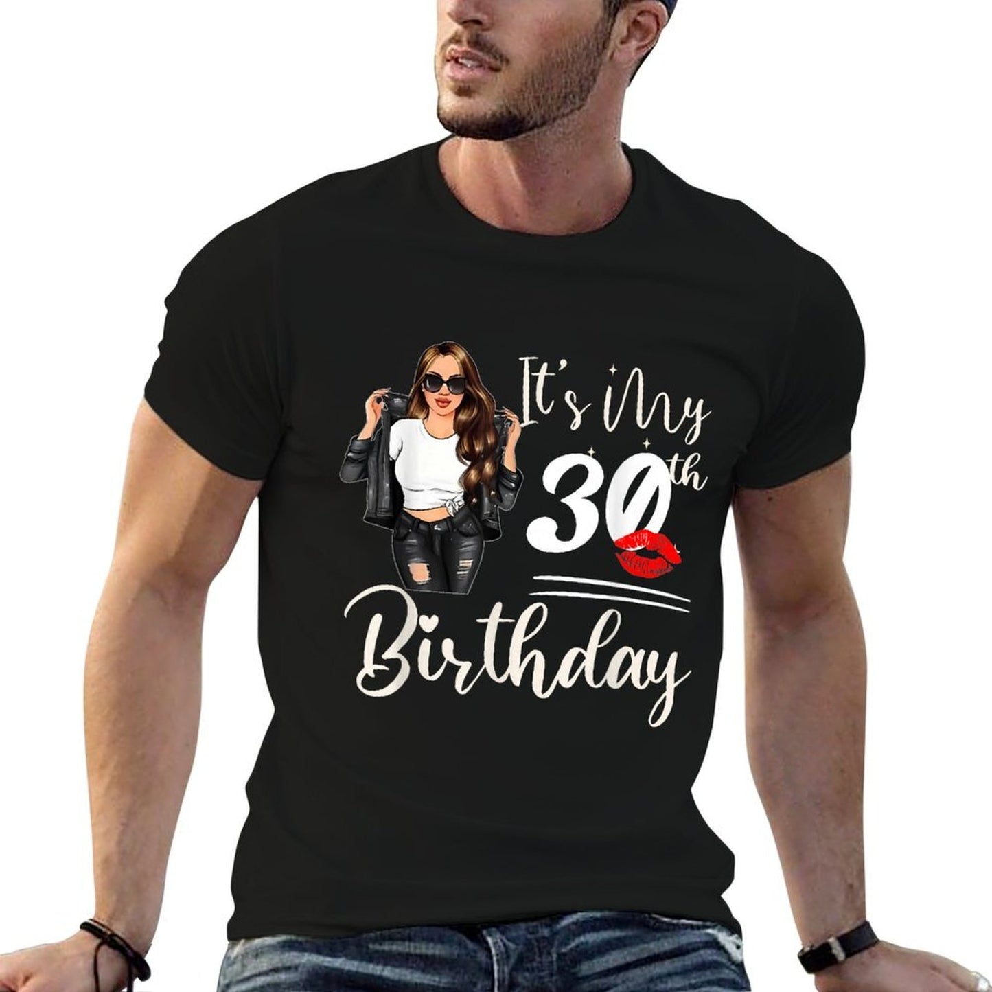 30 Years Old Black Melanin Women Girl It's My 30th Birthday Polyester Blend T-Shirt