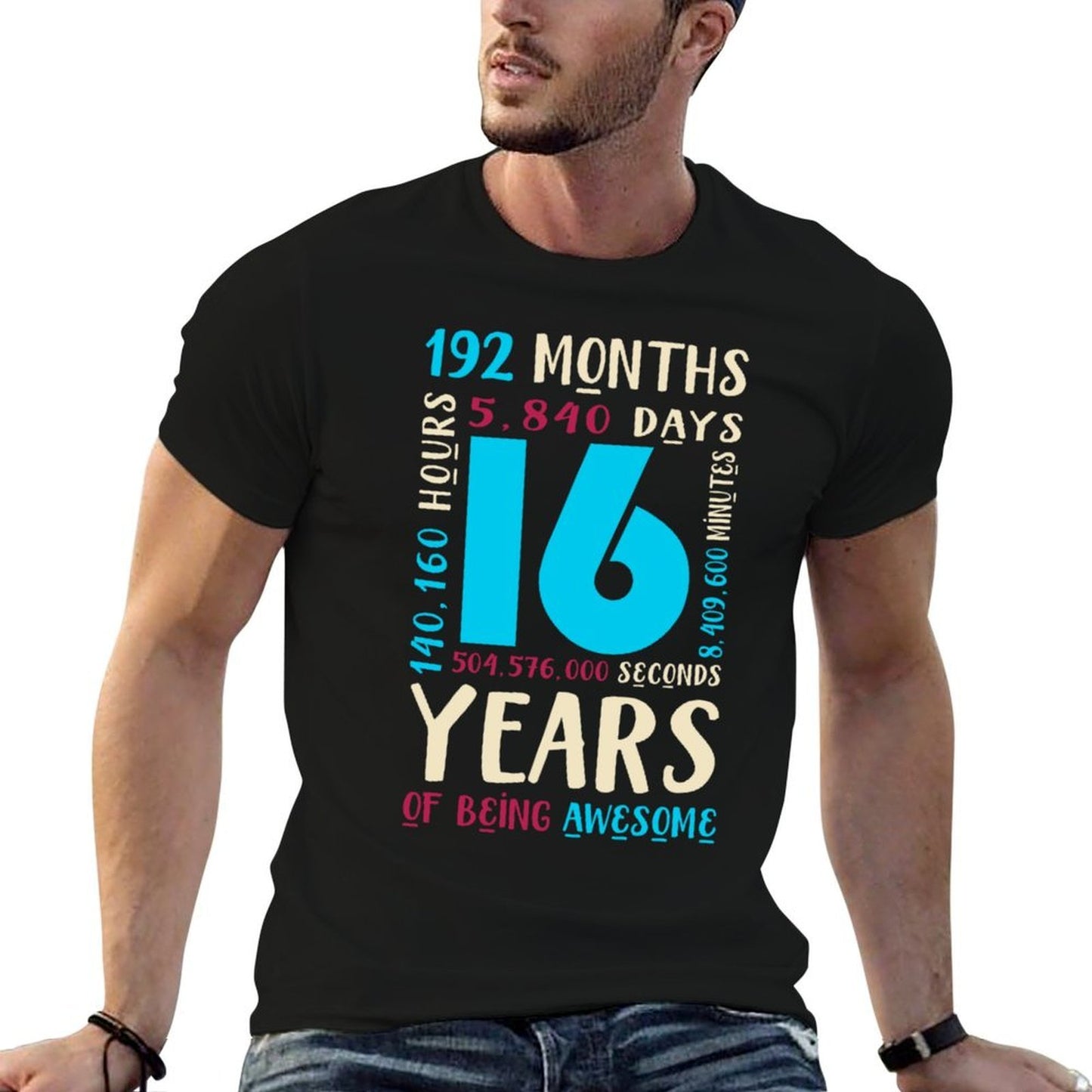 16th Birthday Kids Gift 16 Year Old Boys Girls Sixteen High-quality Stitching T-Shirt