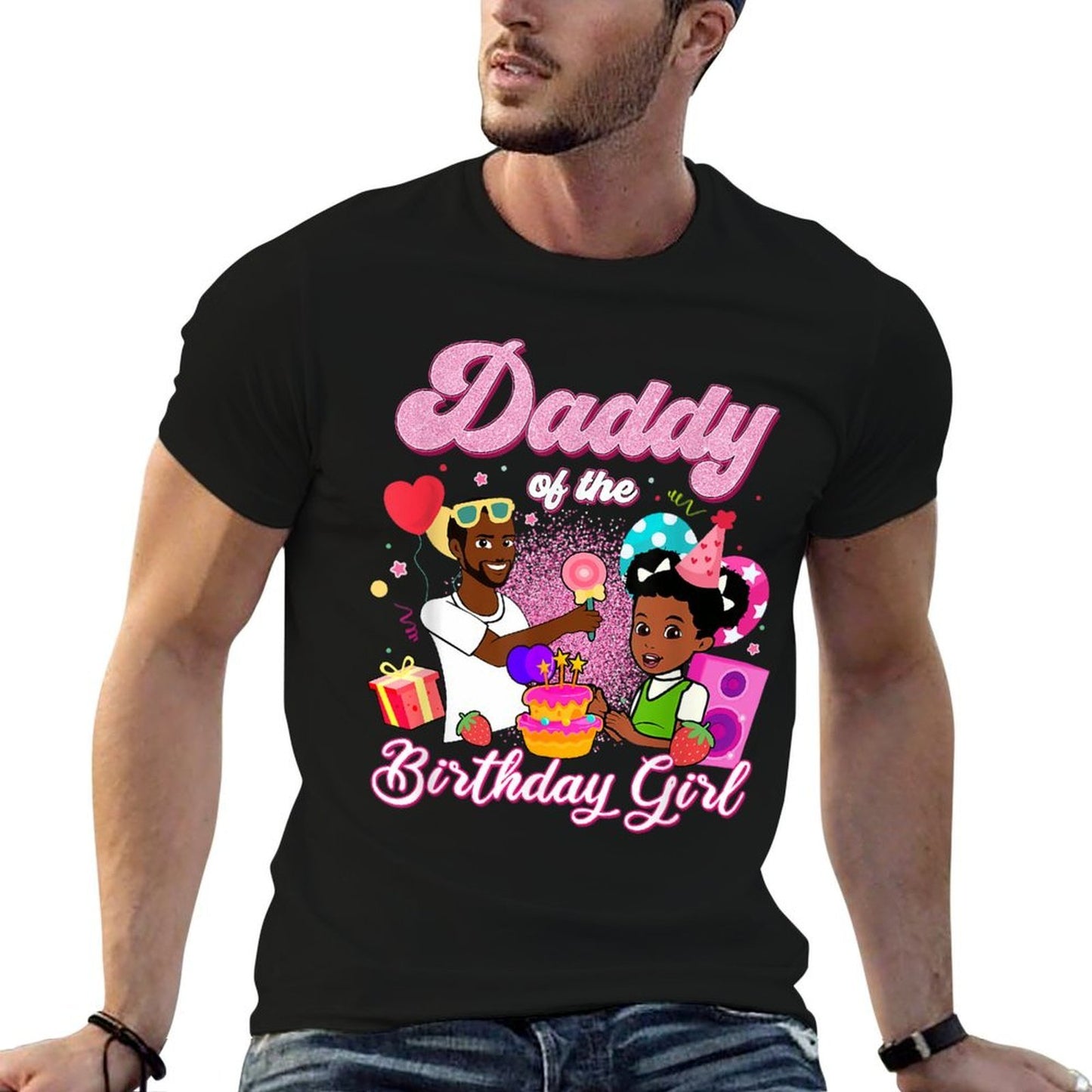 Daddy Of The Birthday Girl Gracie's Corner Birthday Party Rolled Sleeves T-Shirt