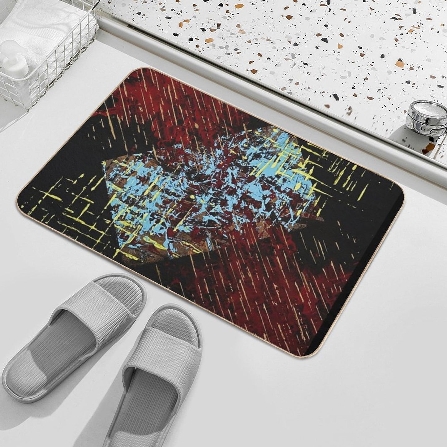 Colorful Abstraction Easy To Clean Bath Mat