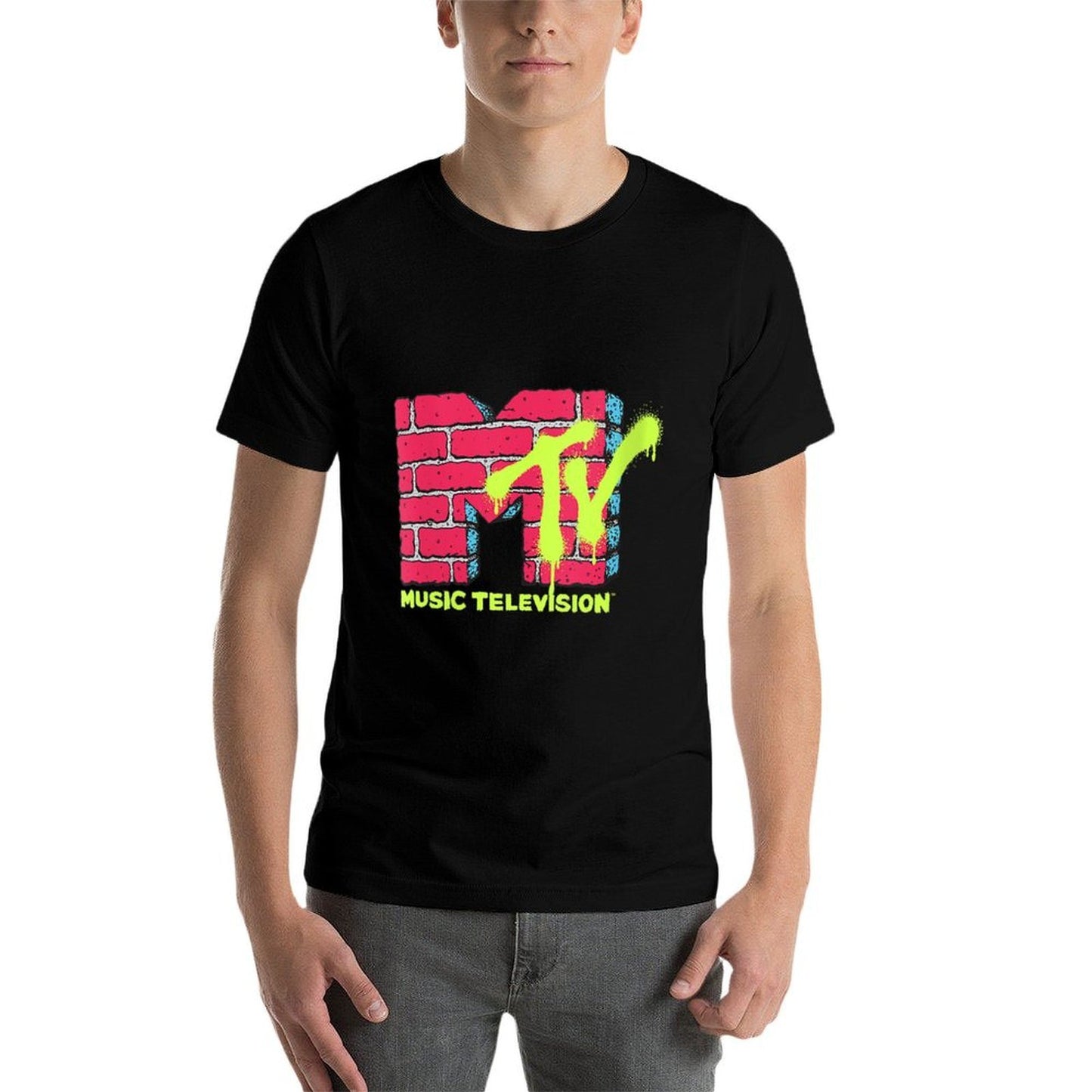 Womens MTV Graffiti Brick Wall Vintage Street Art Odor-resistant T-Shirt