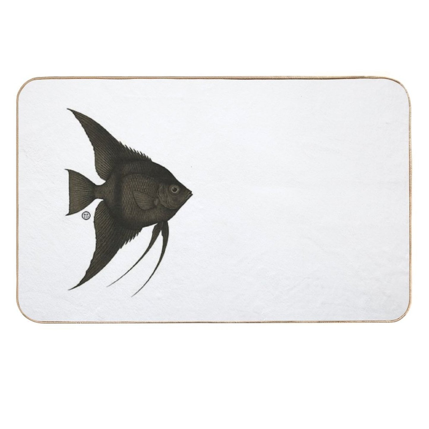 Black Angelfish - Vintage Japanese Style - Angel Fish Anti-Trip Bath Mat