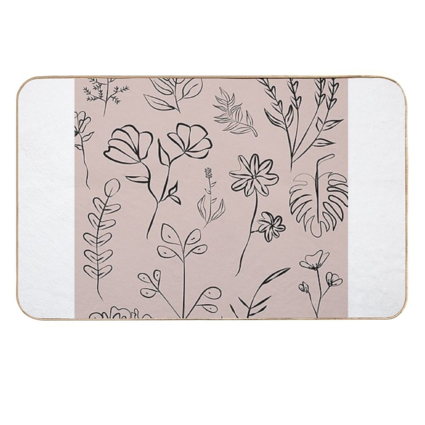 Aesthetic Simple Modern Nude Floral Design Odorless Bath Mat