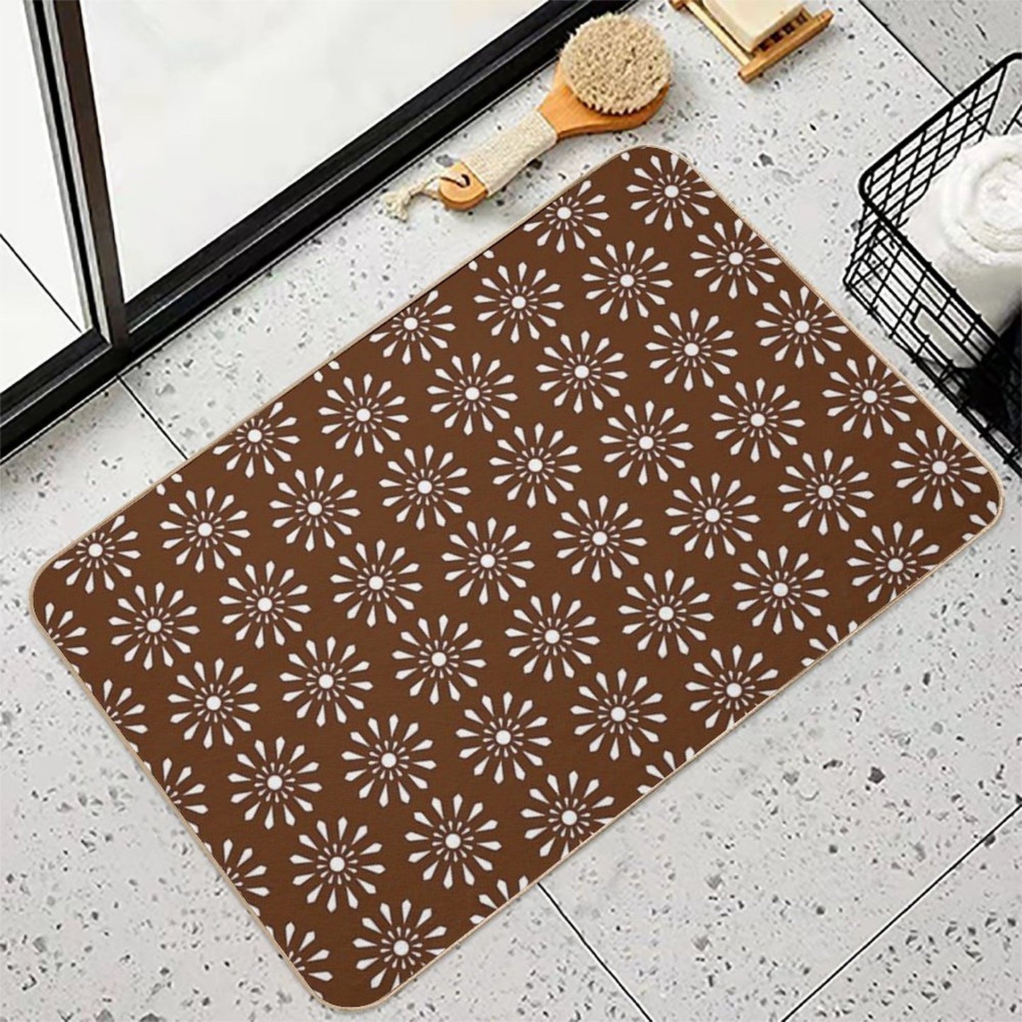 Brown Moroccan Inspired Pattern Long-Lasting Bath Mat