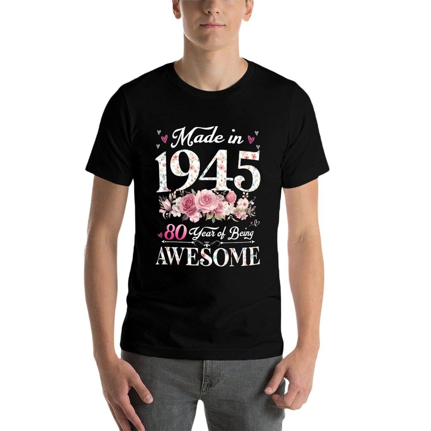 50 Year Old Made In 1945 Floral 50th Birthday Decorations Quick-drying T-Shirt