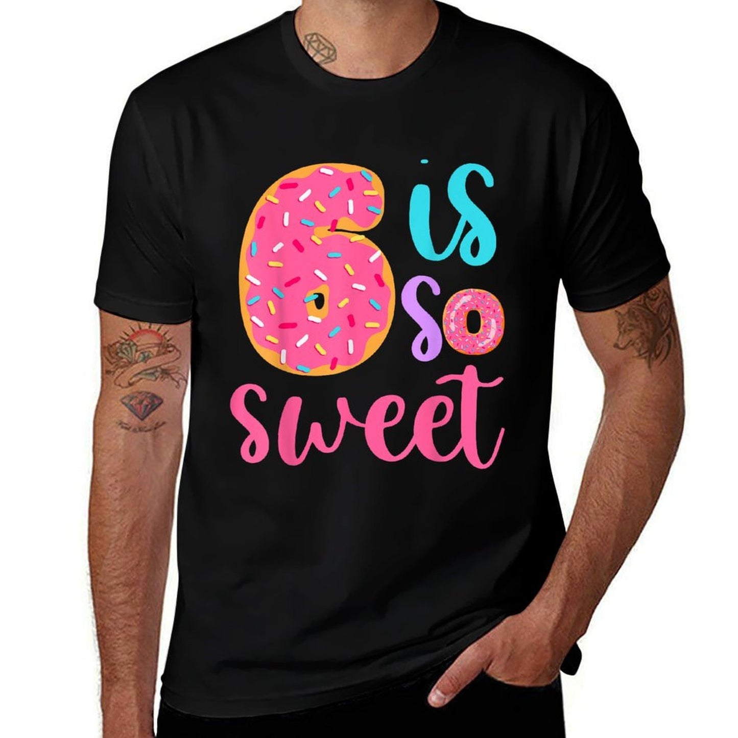 6 Is So Sweet Girls 6th Birthday Donut High-quality Stitching T-Shirt