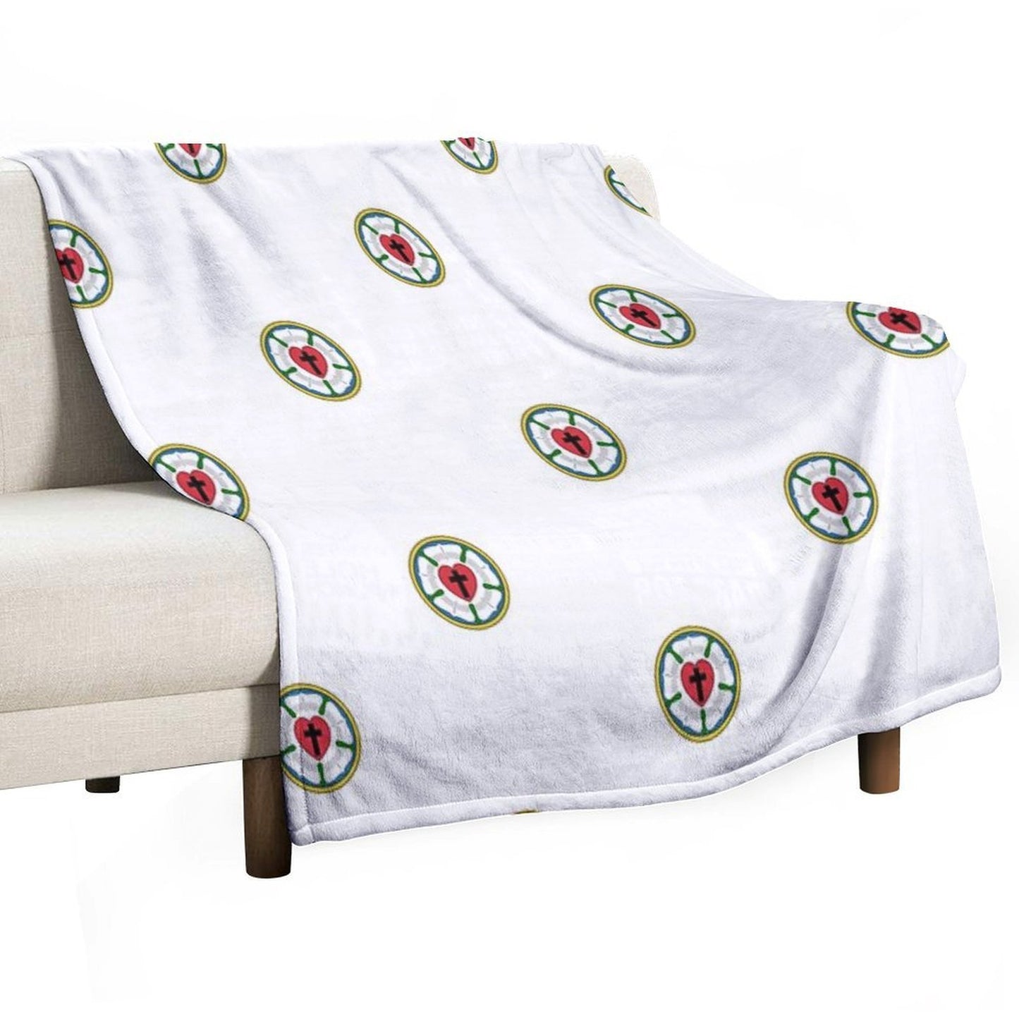 Lutheran Church Rose Heart Cross Logo Gift-ready Throw Blanket