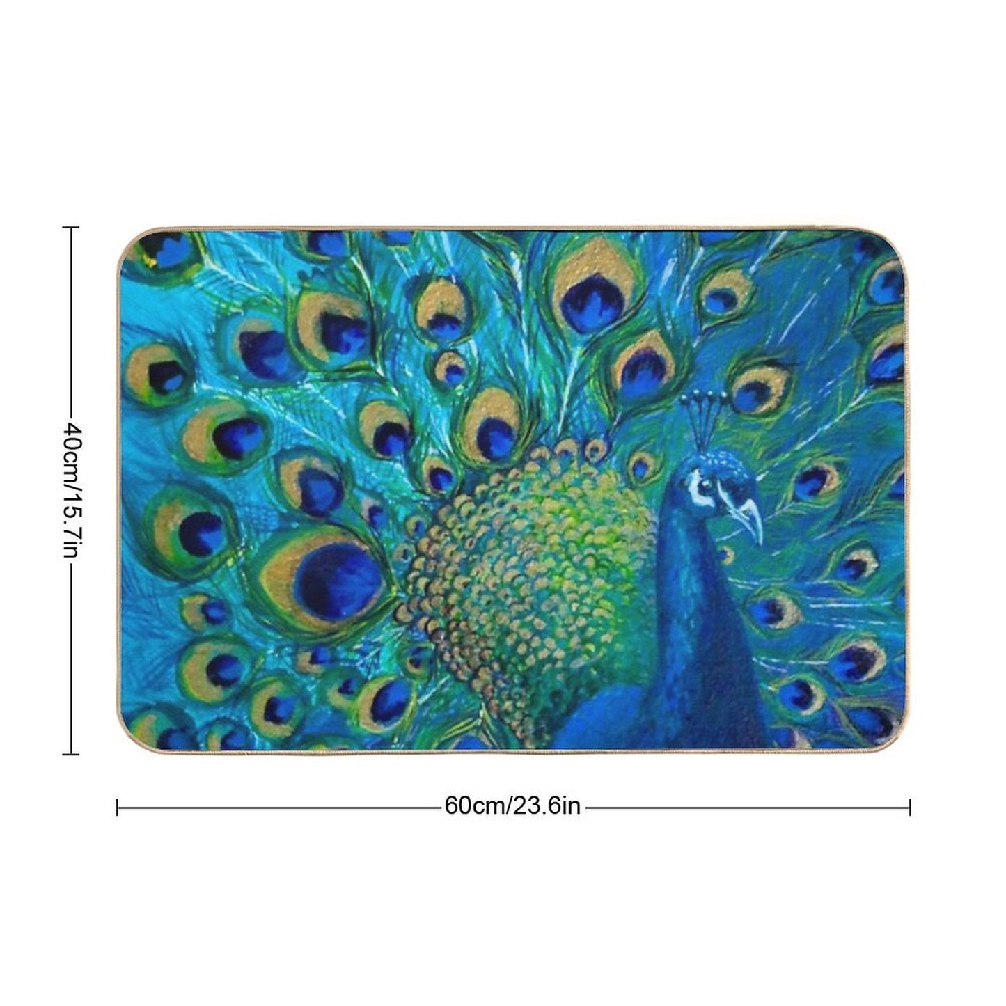 Beautiful Painted Peacock in Its Full Glory Odorless Bath Mat